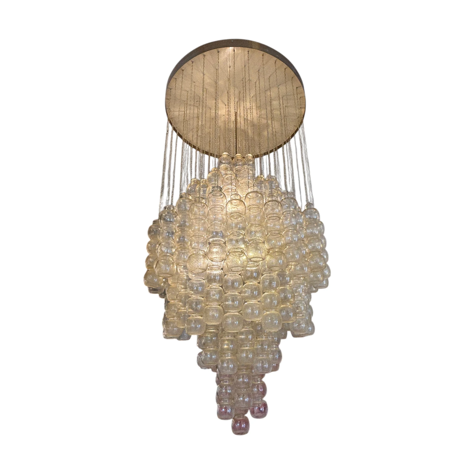Vintage Murano Glass Cascade Chandelier with Textured Hand-Blown Globes