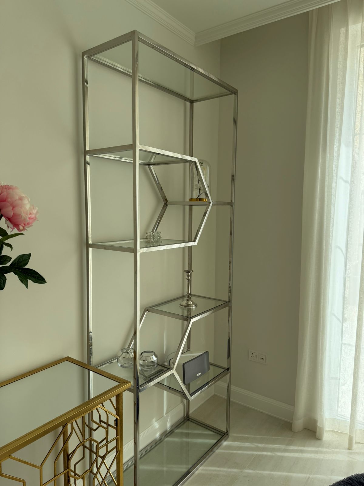 Pair of Geometric Glass Bookcases thumbnail 3