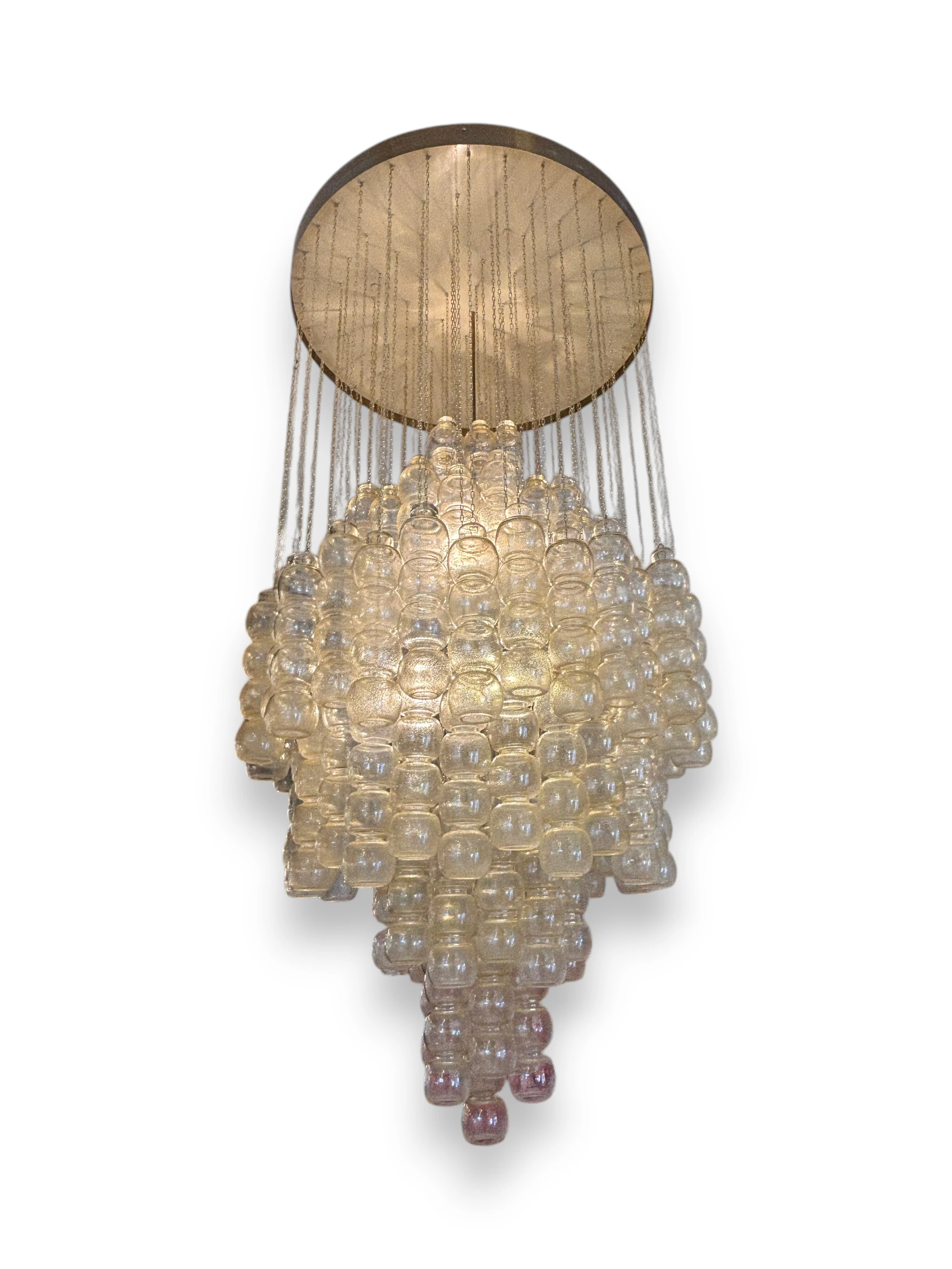 Vintage Murano Glass Cascade Chandelier with Textured Hand-Blown Globes