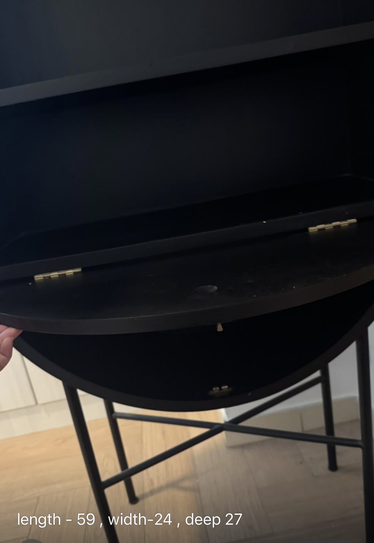 Black Arched Cane Cabinet with Metal Legs thumbnail 9