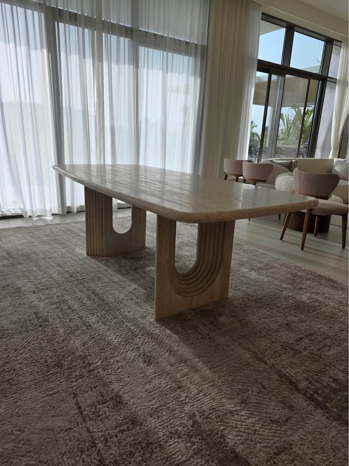 Natural Travertine Sculptural Dining Table thumbnail 2