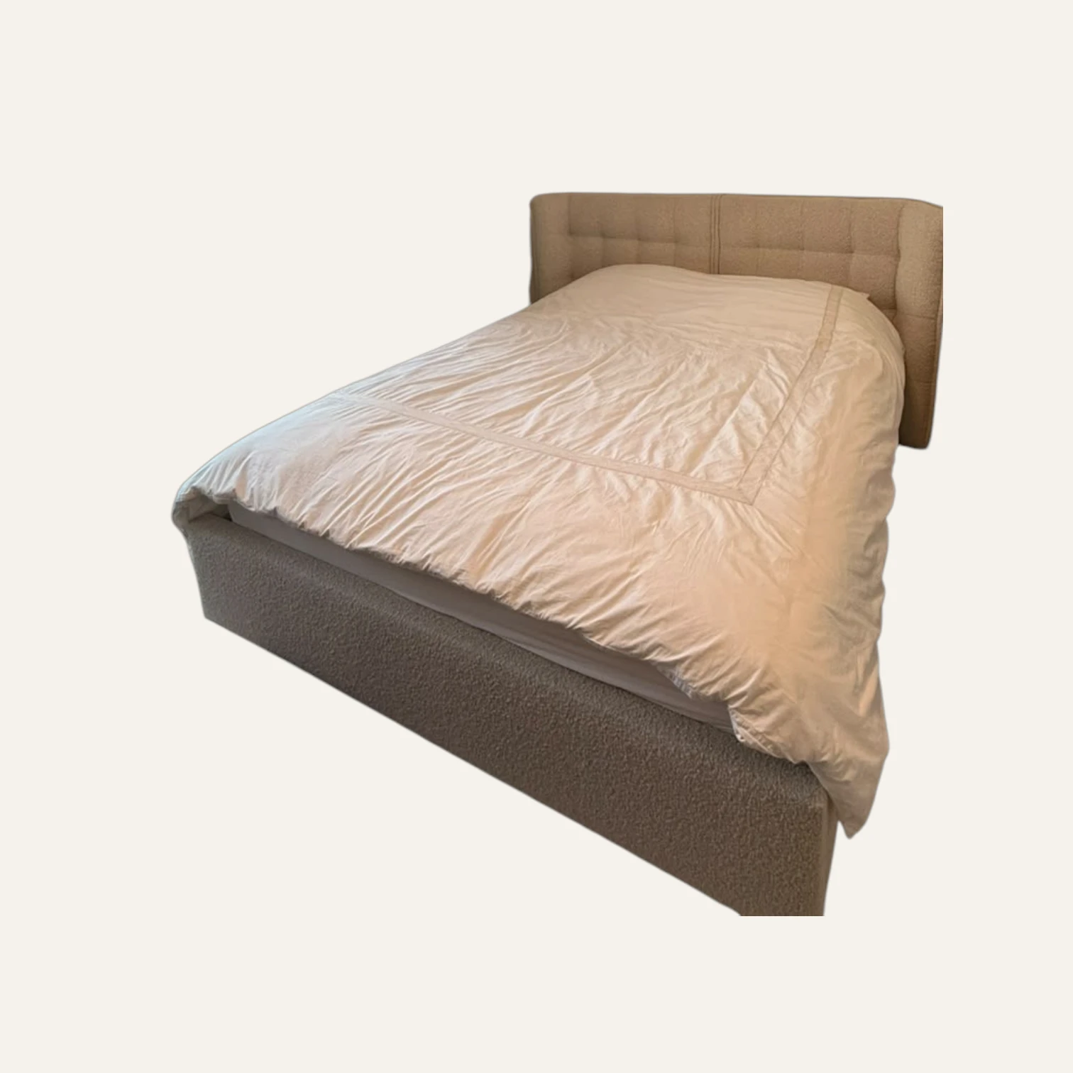 Queen Bouclé Upholstered Bed Frame