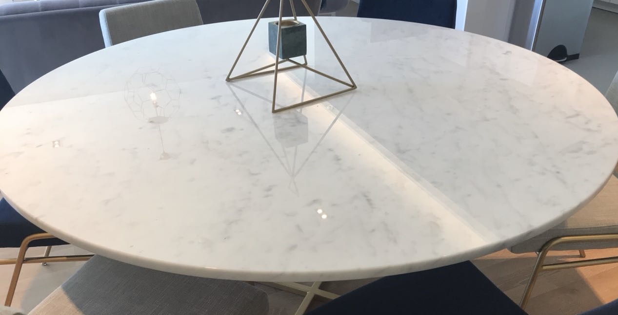 The Line Concept Custom Carrara Marble Dining Table thumbnail 5