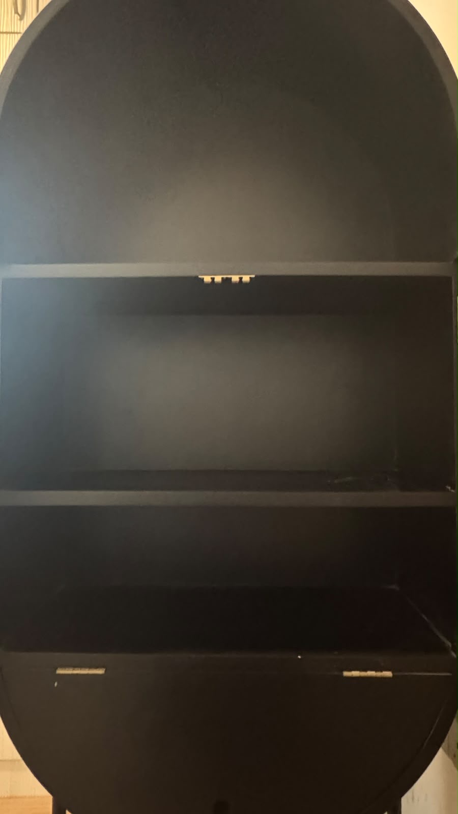 Black Arched Cane Cabinet with Metal Legs thumbnail 2