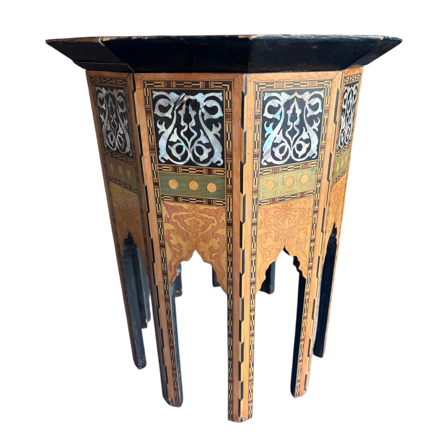 Antique Ottoman Decagonal Side Table with Hidden Compartment, Circa 1900 thumbnail 2