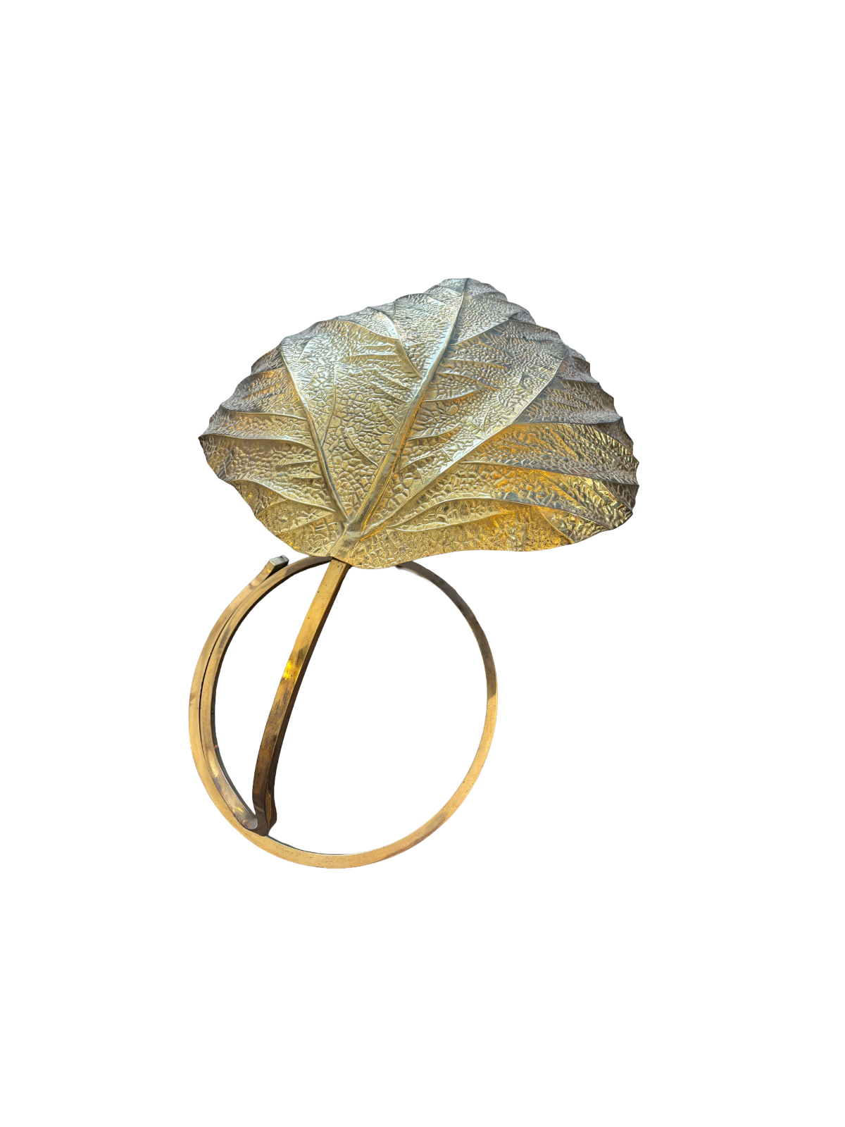 Vintage Italian Brass Leaf Table Lamp by Tommaso Barbi for Bottega Gadda, 1970s