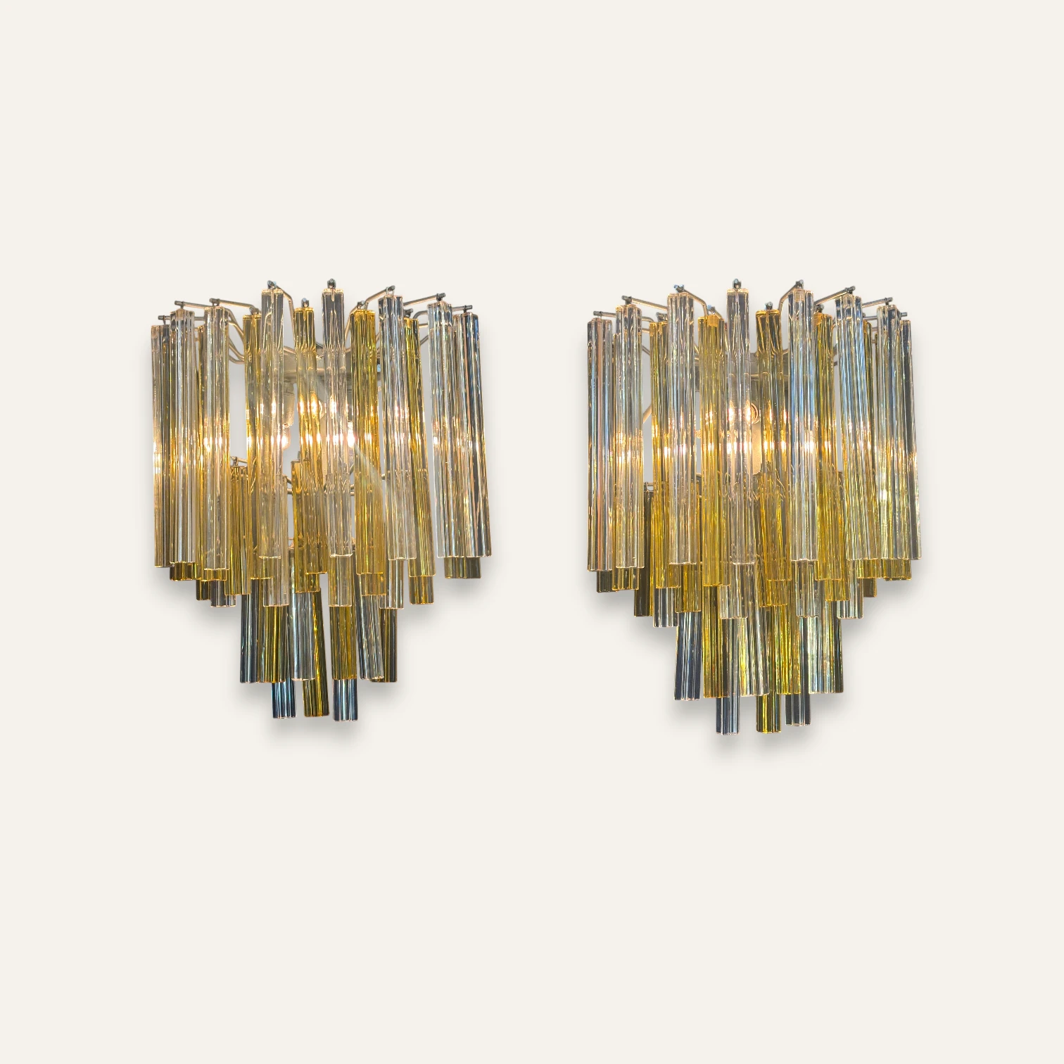 Pair of Vintage Murano Glass Tronchi Wall Sconces