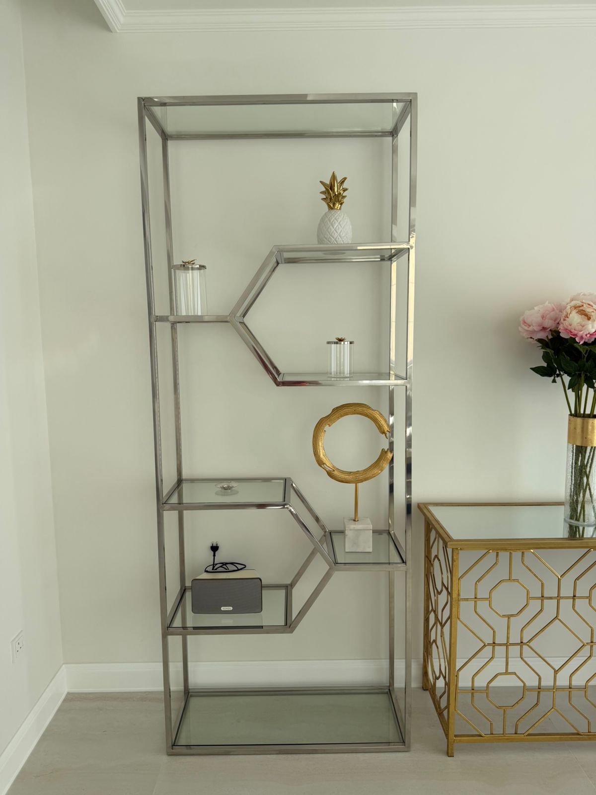 Pair of Geometric Glass Bookcases thumbnail 2