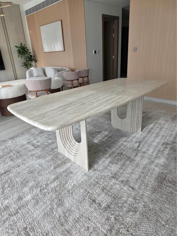 Natural Travertine Sculptural Dining Table thumbnail 6