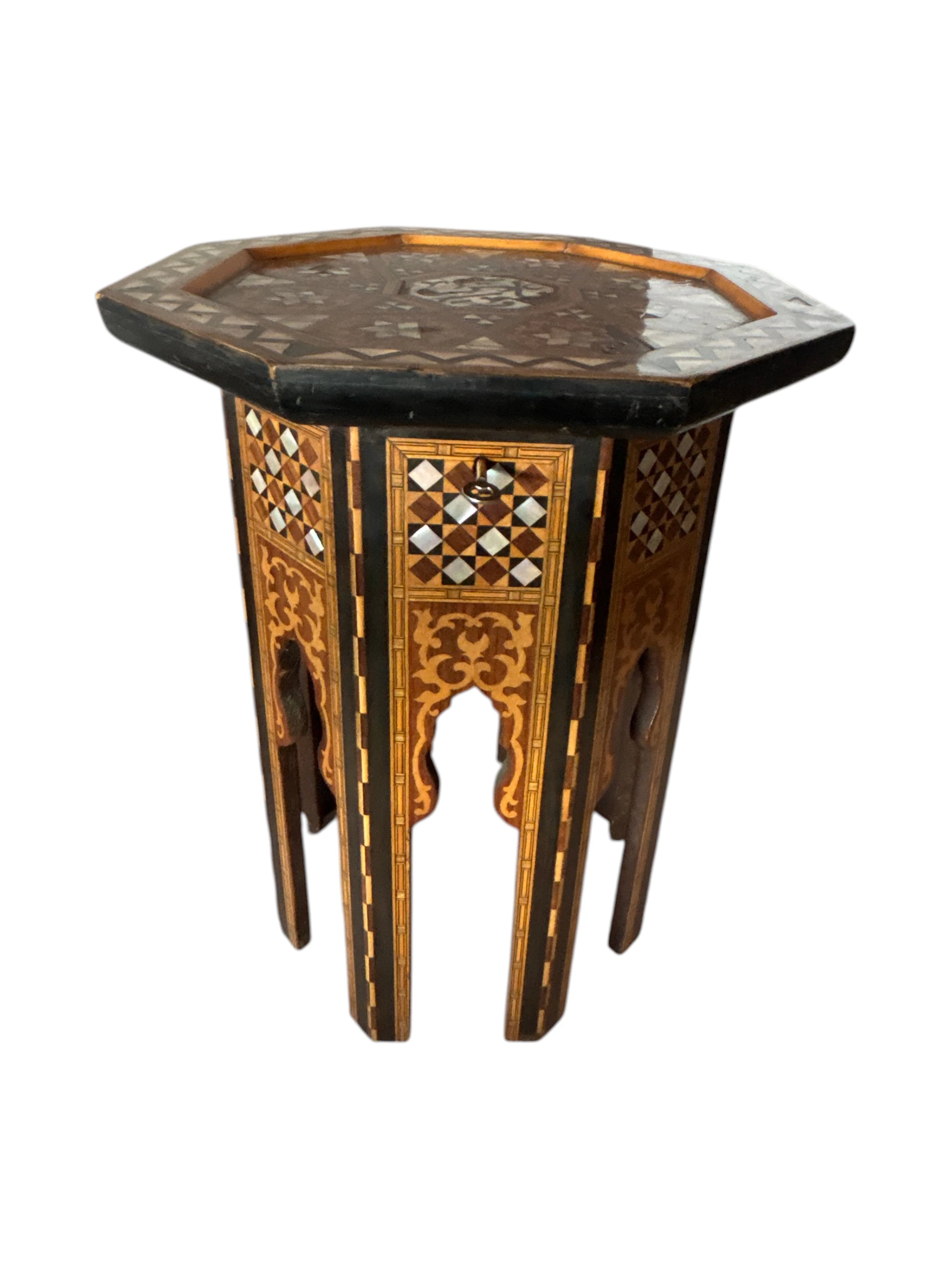 Vintage Syrian Mother-of-Pearl Inlaid Octagonal Side Table