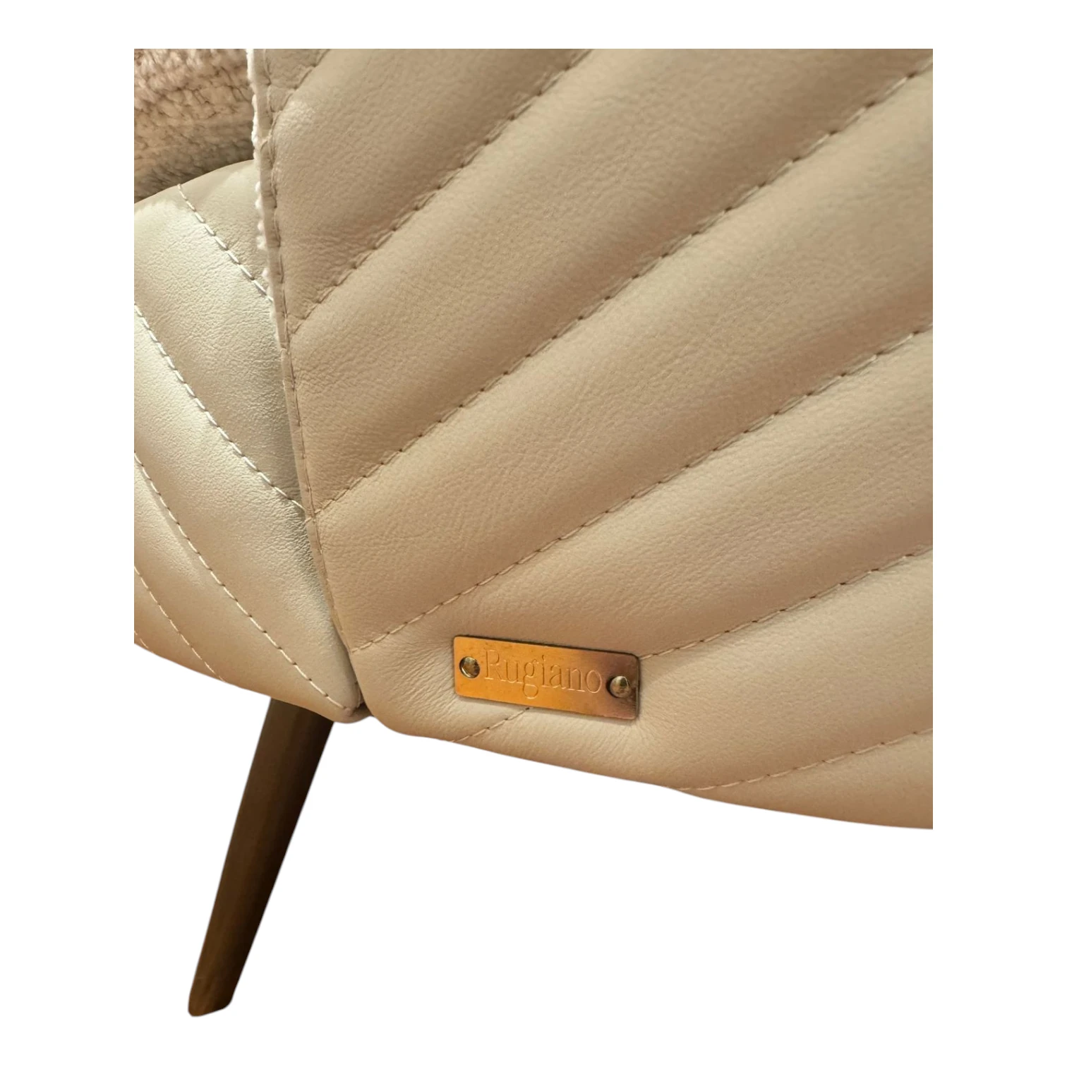 A Pair of Rugiano “Perla” Designer Armchair in Bouclé & Quilted Leather thumbnail 4