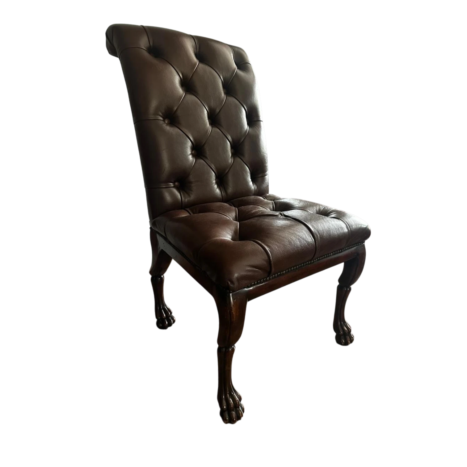 Set of 6 Theodore Alexander Tufted Leather Dining Chairs thumbnail 2