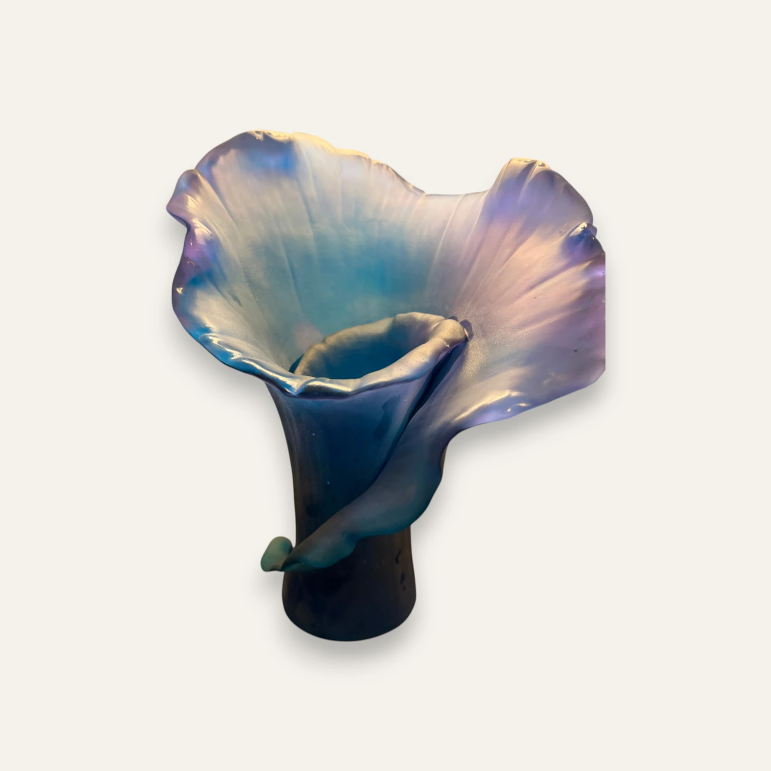 Daum France Arum Medium Vase in Blue Pâte de Cristal – Numbered Edition No. 239