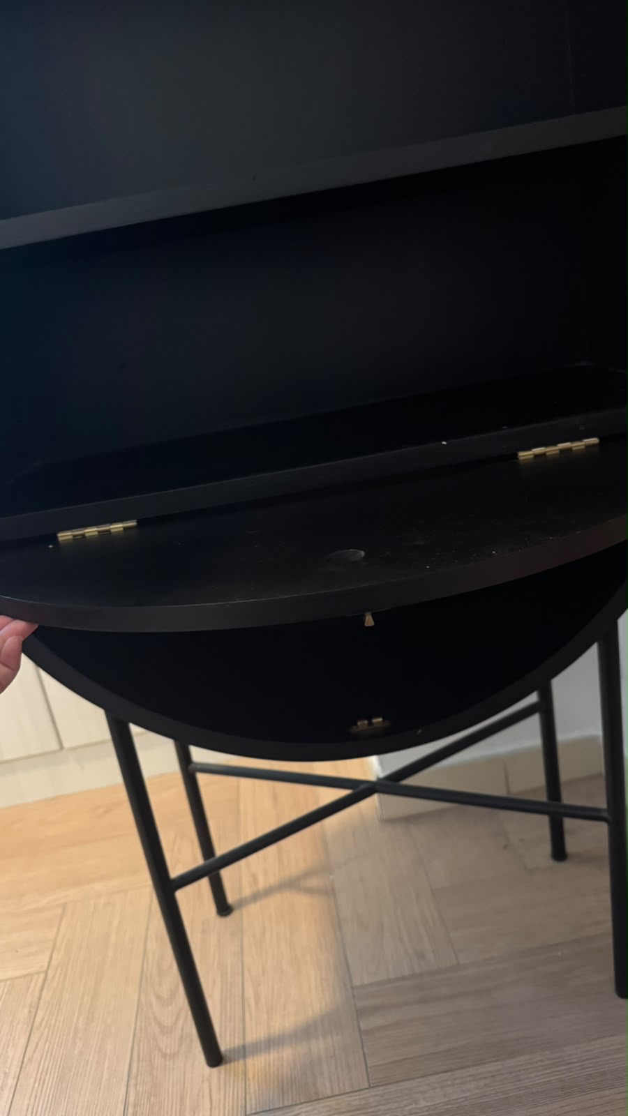 Black Arched Cane Cabinet with Metal Legs thumbnail 6