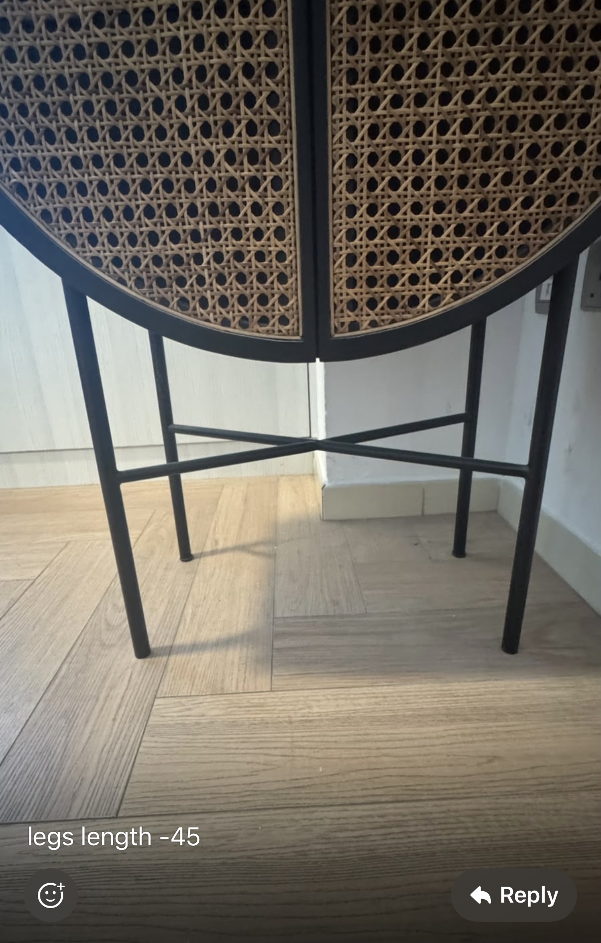 Black Arched Cane Cabinet with Metal Legs thumbnail 12