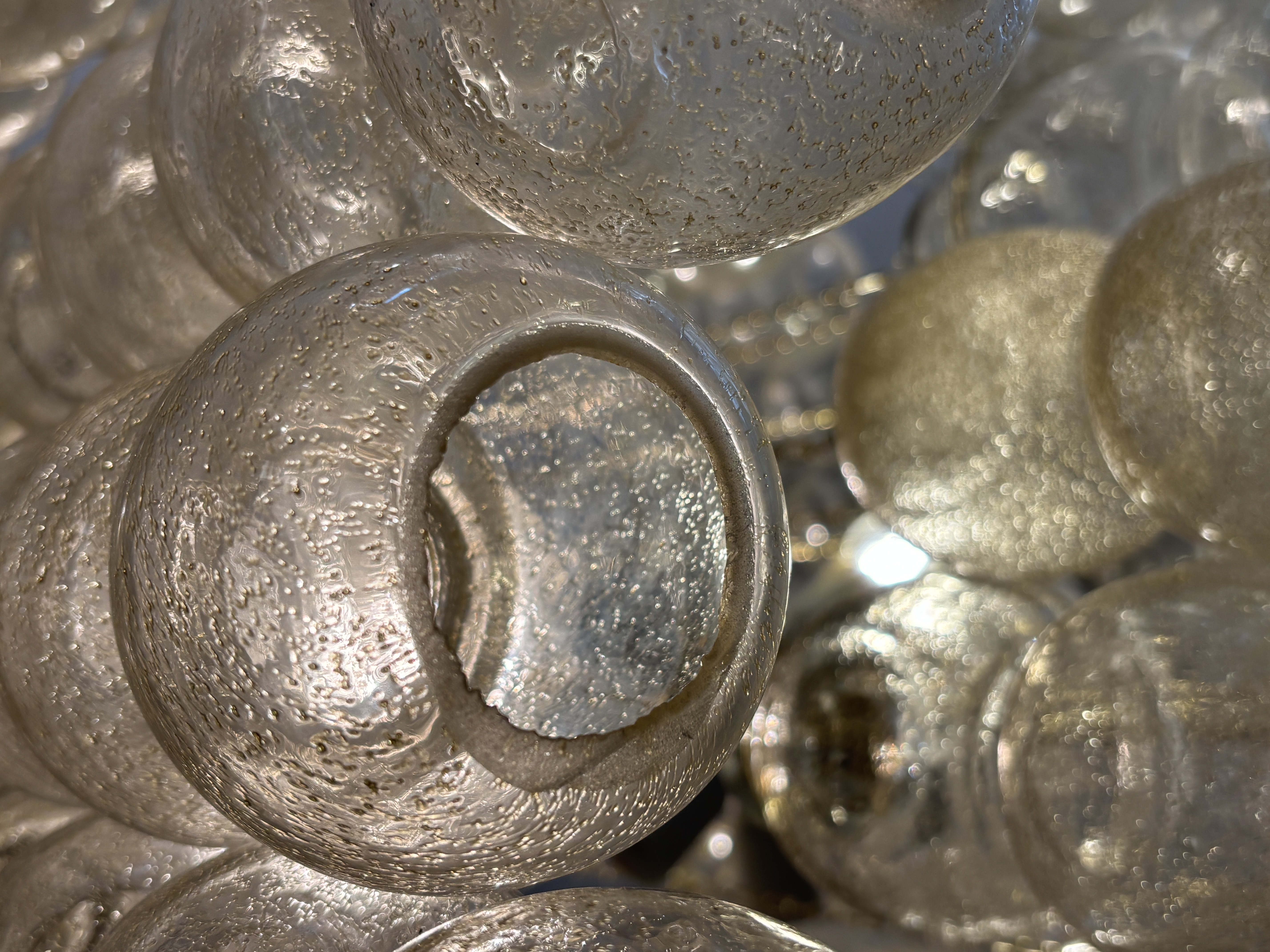 Vintage Murano Glass Cascade Chandelier with Textured Hand-Blown Globes thumbnail 11