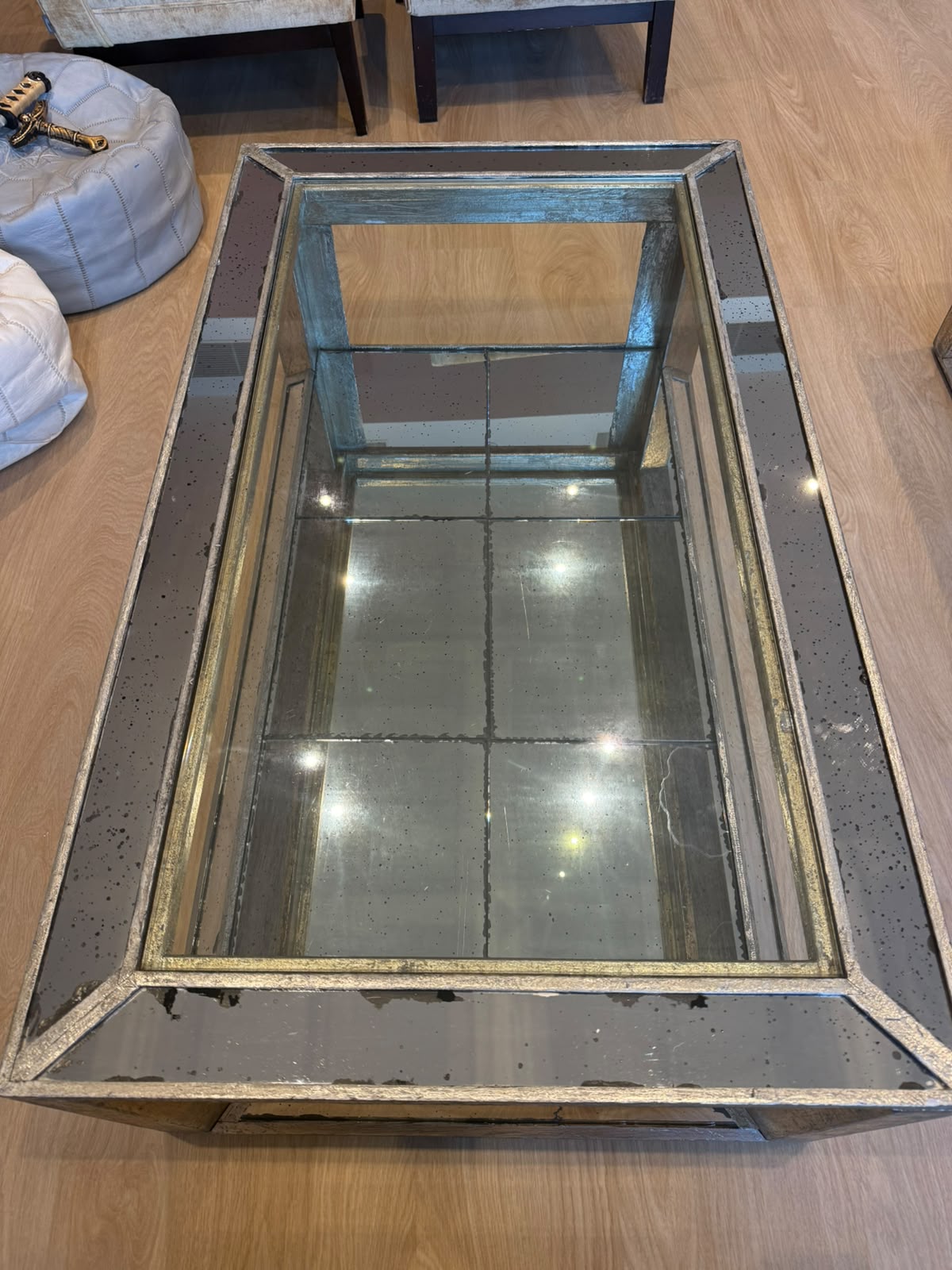 Flamant Antiqued Mirrored Glass Coffee Table thumbnail 7