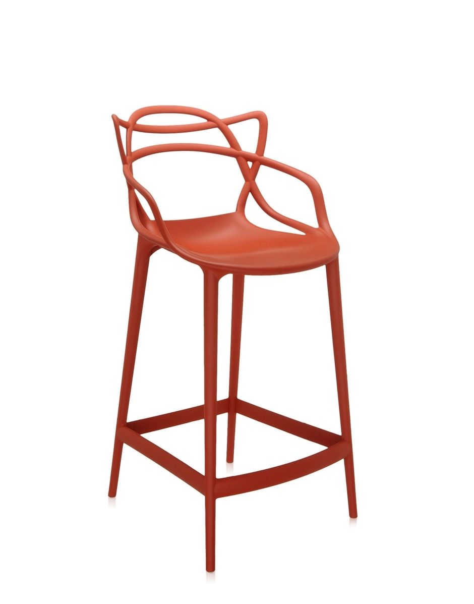 Set of 5 Kartell Masters Bar Stools in Red