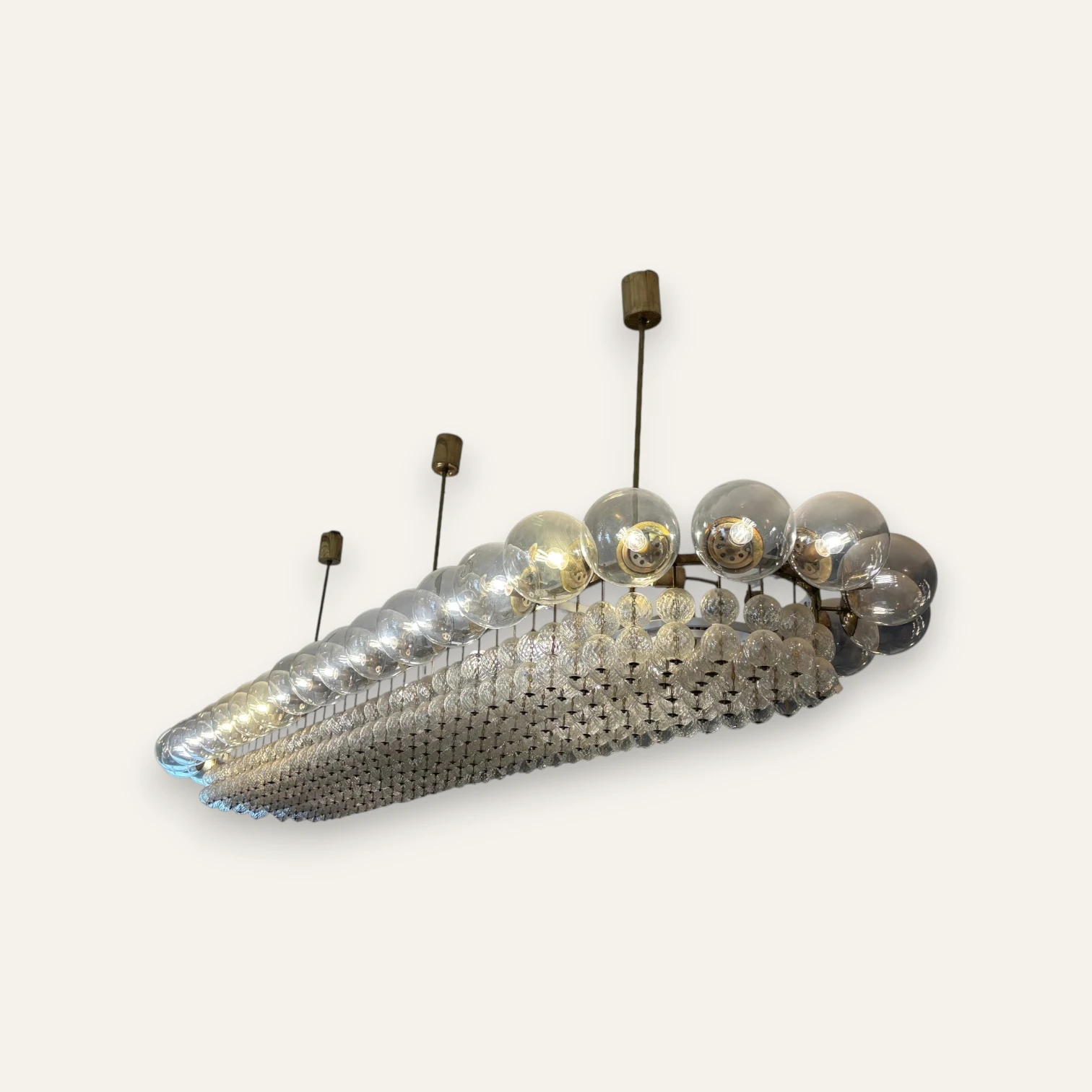 Vintage Italian Murano-Style Glass & Crystal Cascade Chandelier