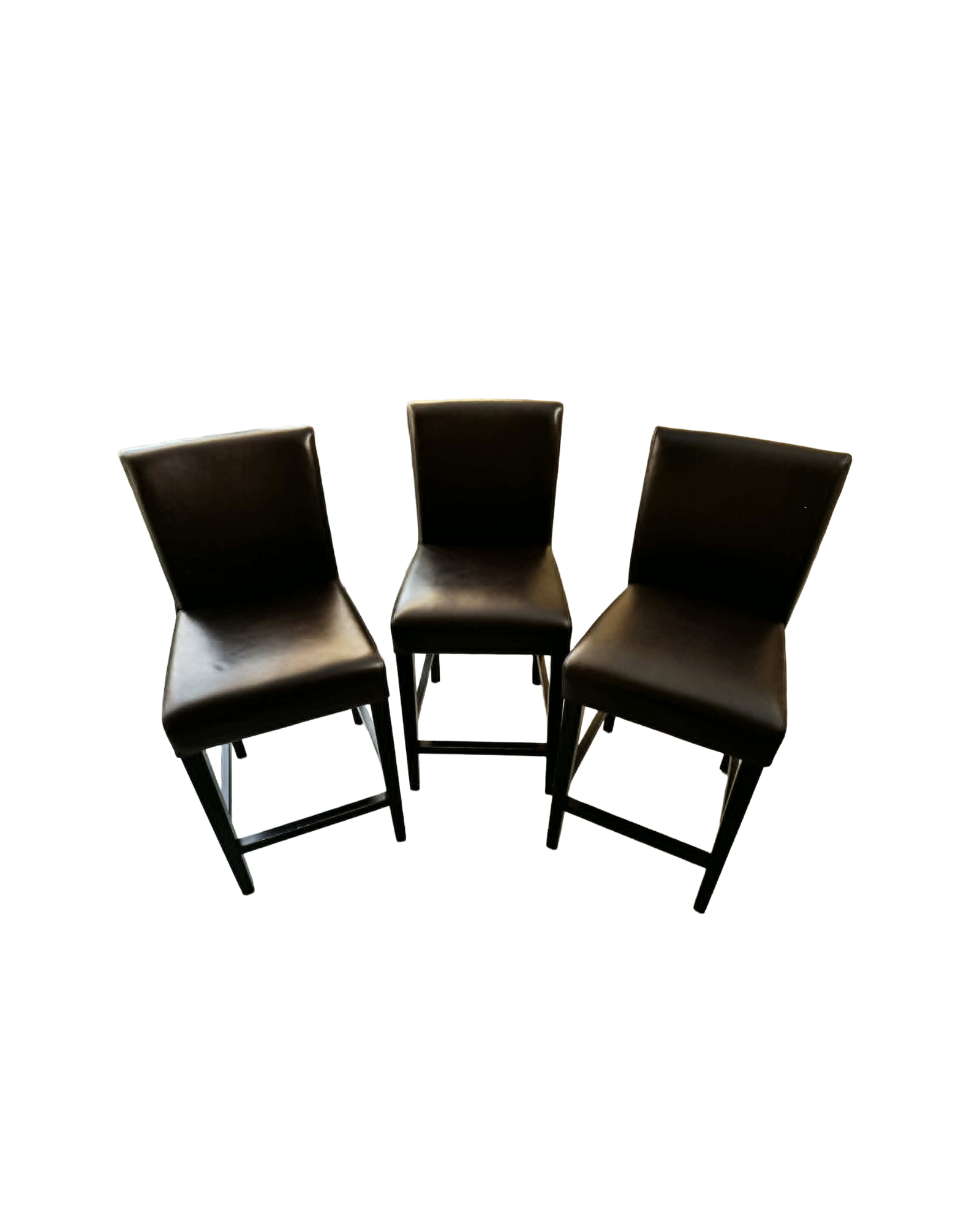 Set of 3 Crate & Barrel Lowe Chocolate Leather Bar Stools