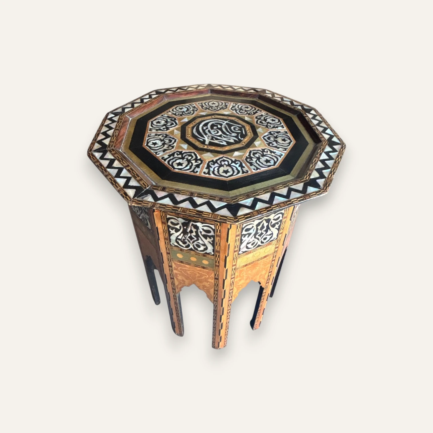 Antique Ottoman Decagonal Side Table with Hidden Compartment, Circa 1900
