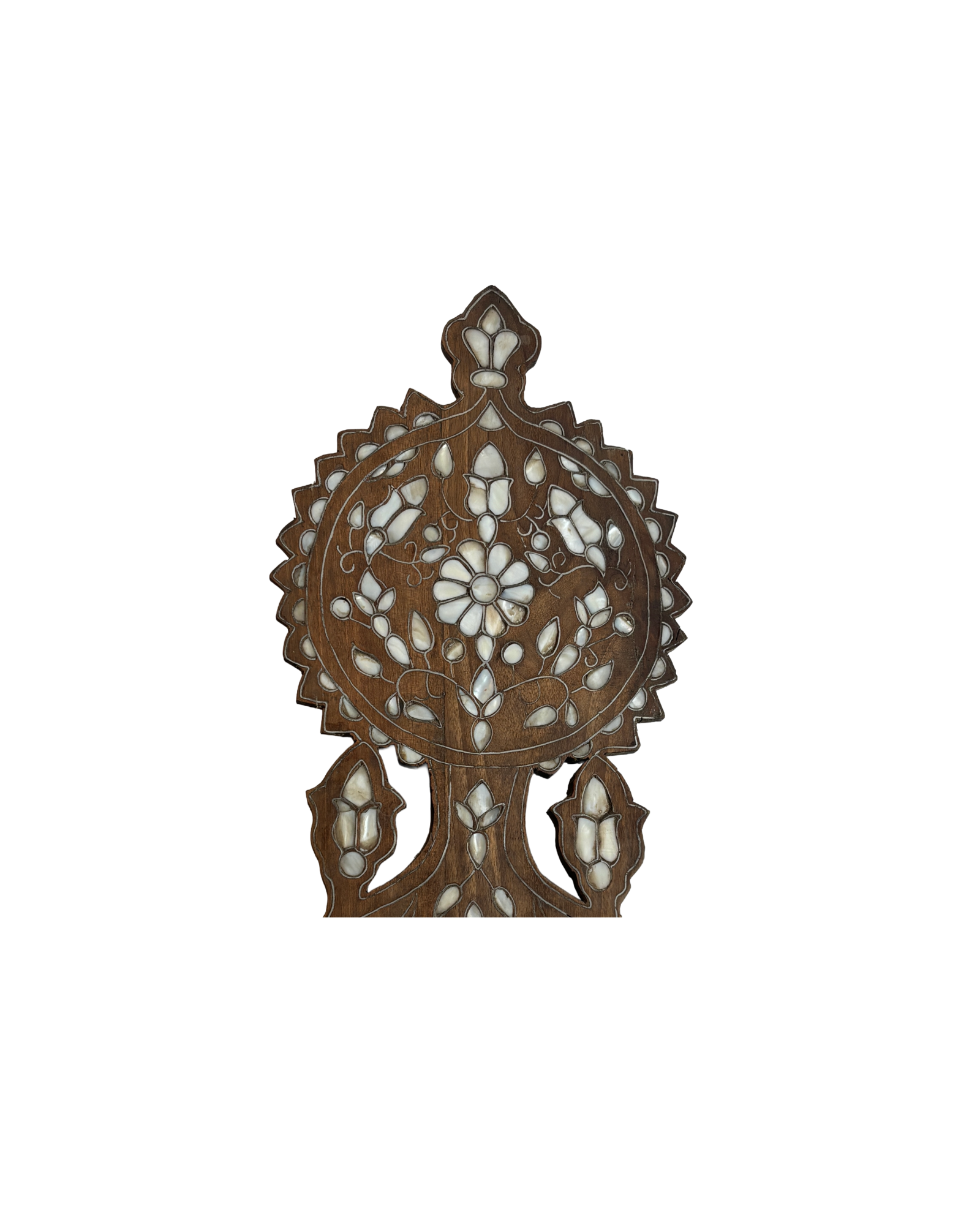 Vintage Syrian Mother-of-Pearl Inlaid Wall Shelf in Carved Hardwood thumbnail 4