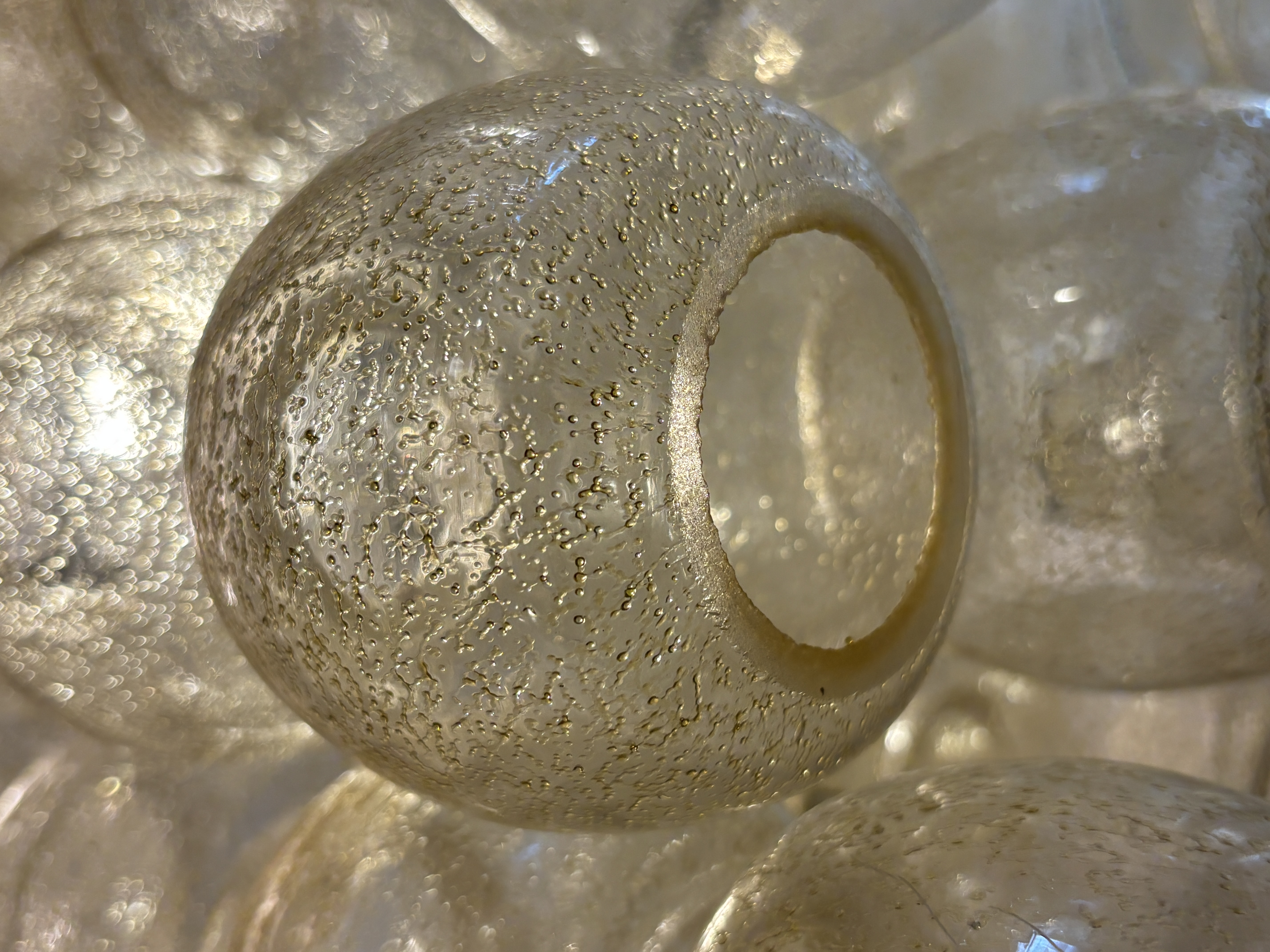 Vintage Murano Glass Cascade Chandelier with Textured Hand-Blown Globes thumbnail 10