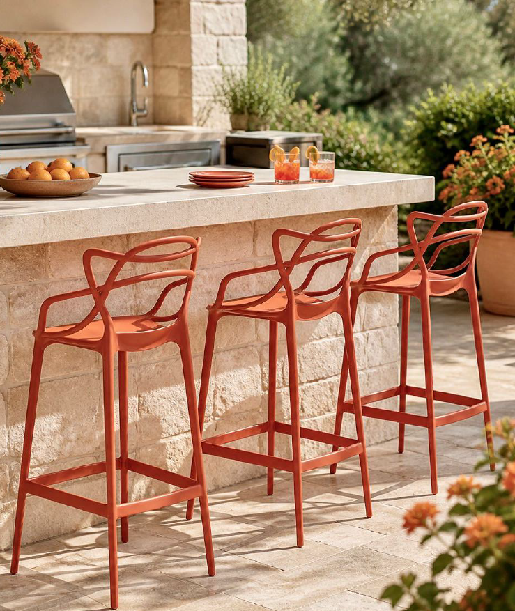 Set of 5 Kartell Masters Bar Stools in Red thumbnail 5