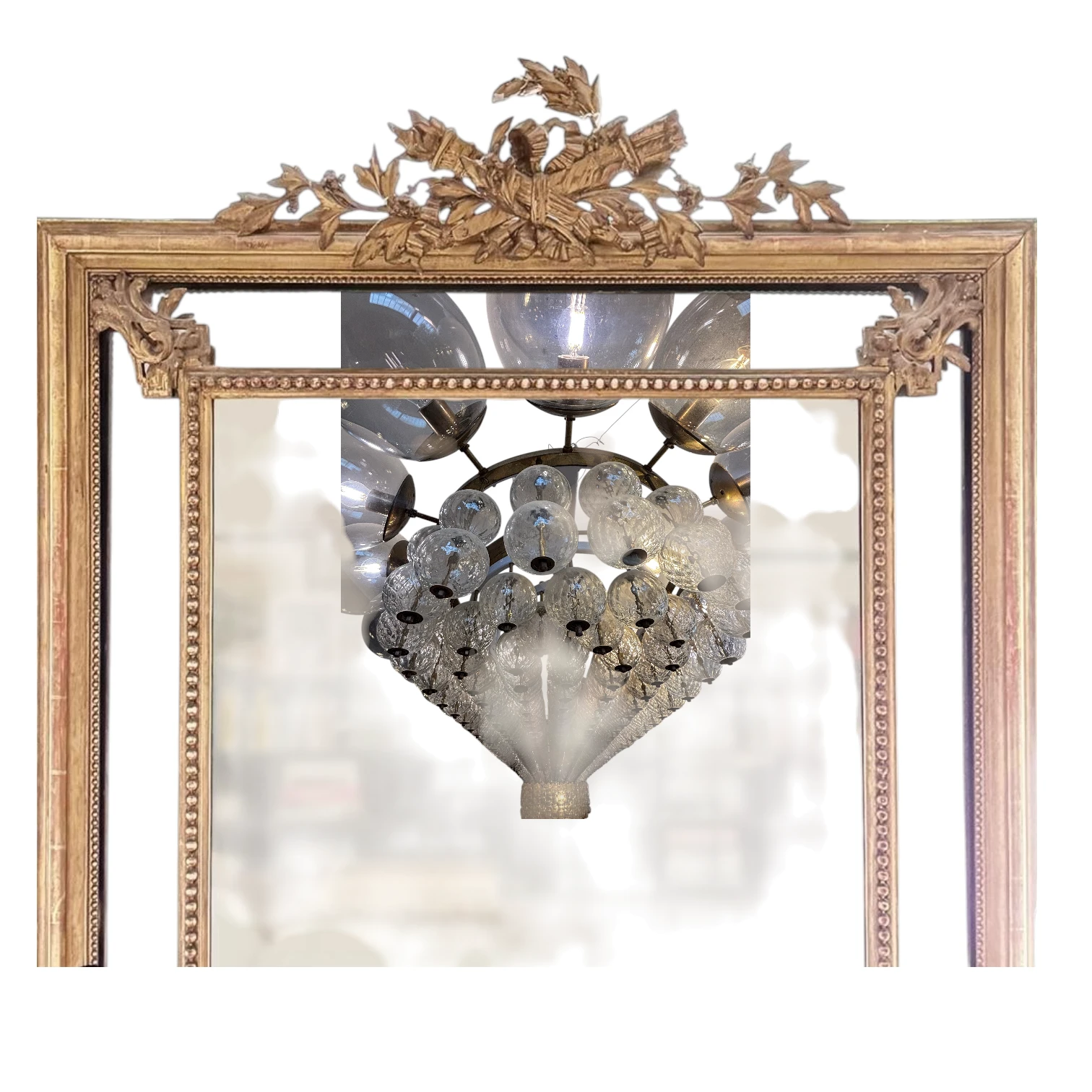 Antique Oversized Giltwood Louis XVI Mirror thumbnail 4