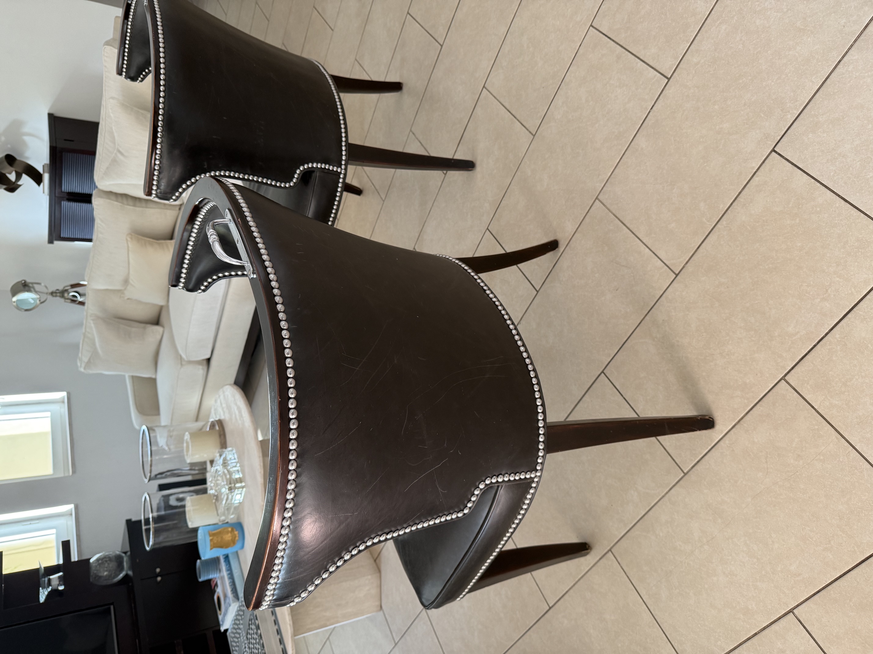 Pair of Black Leather Accent Chairs thumbnail 4