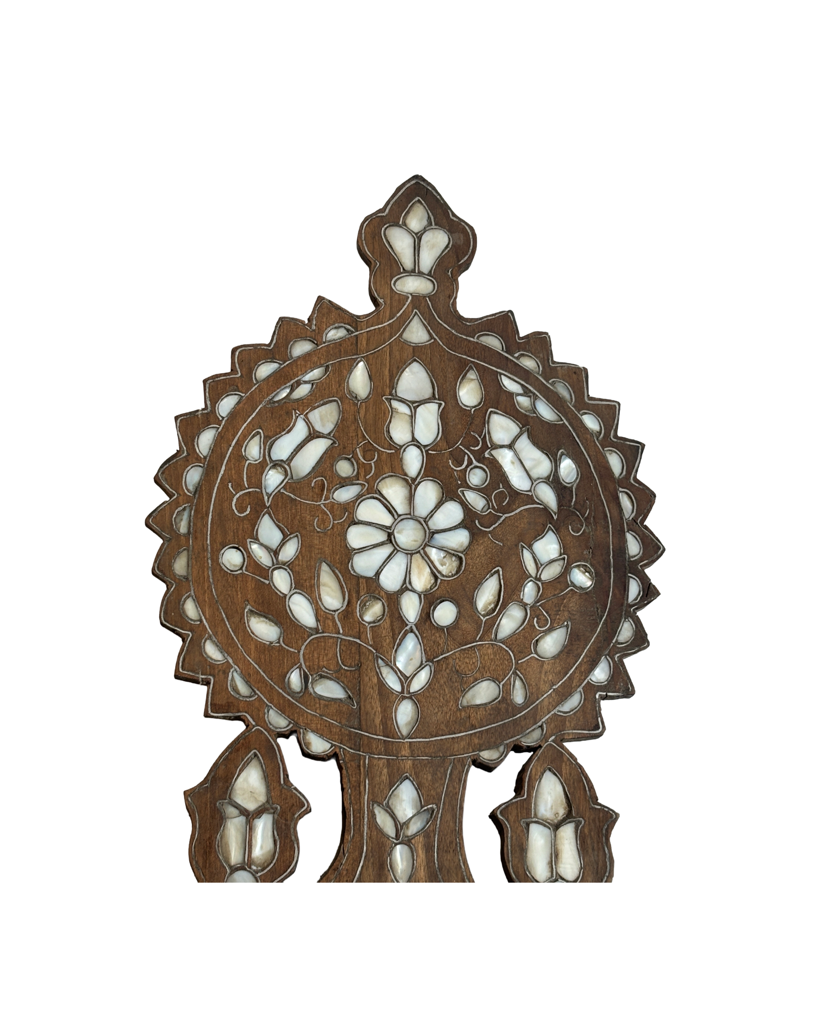 Vintage Syrian Mother-of-Pearl Inlaid Wall Shelf in Carved Hardwood thumbnail 5