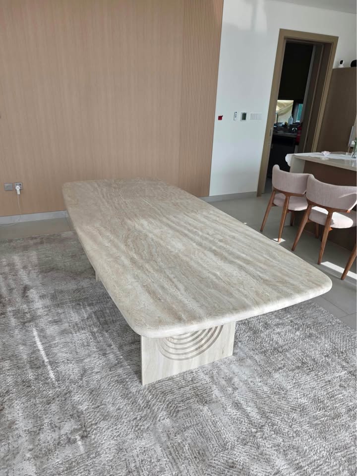 Natural Travertine Sculptural Dining Table thumbnail 4