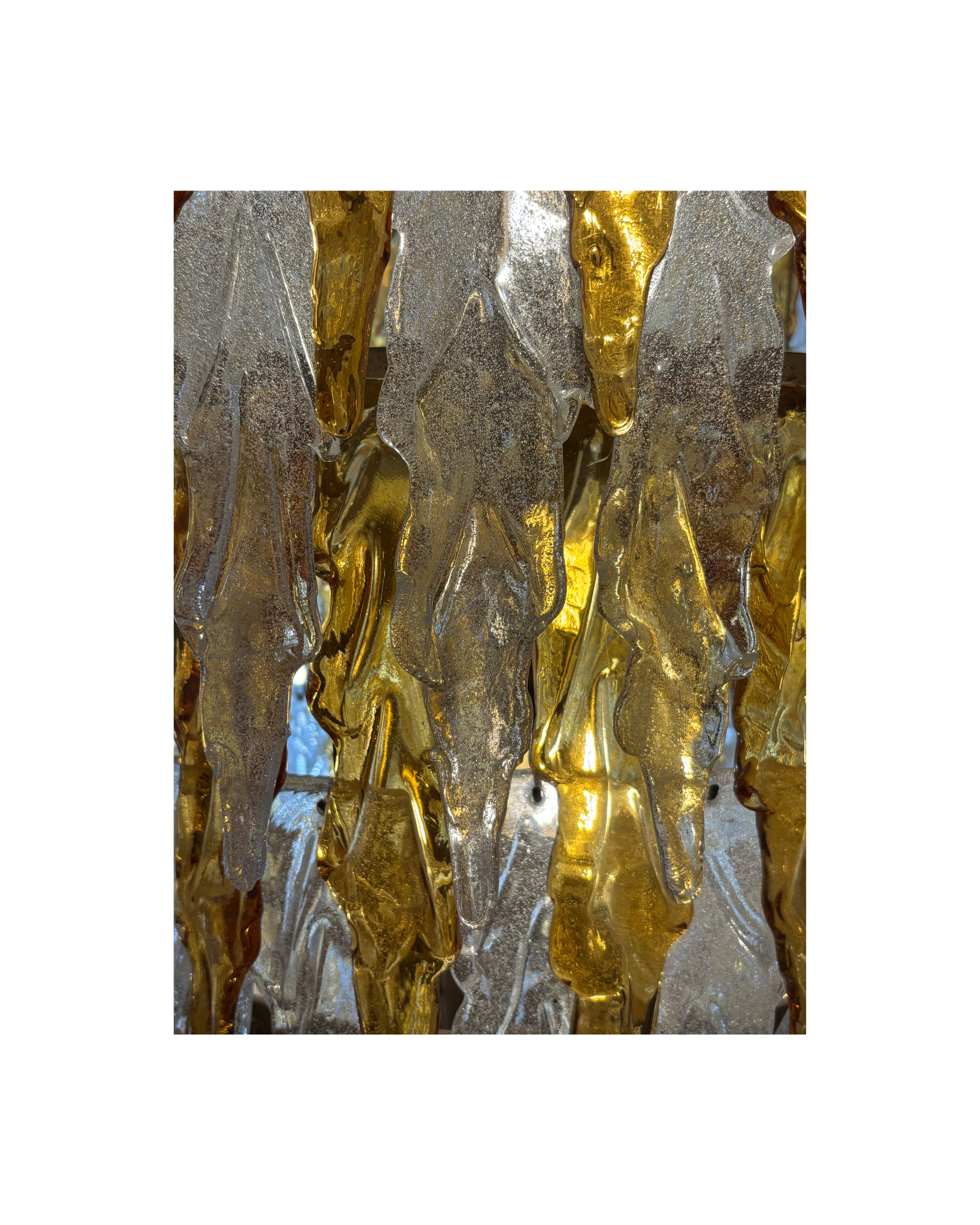 Massive Murano-Style Amber & Clear Glass Cascade Chandelier thumbnail 3