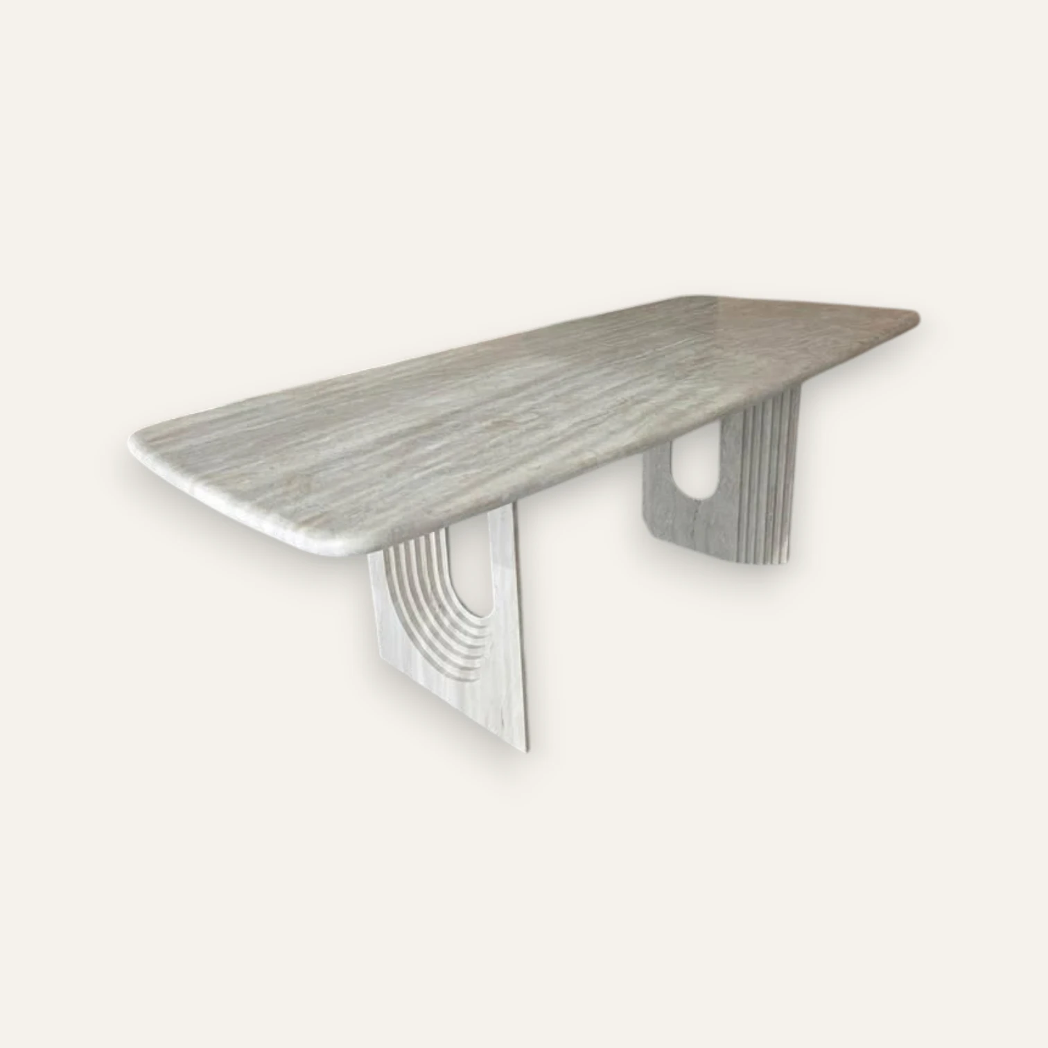 Natural Travertine Sculptural Dining Table