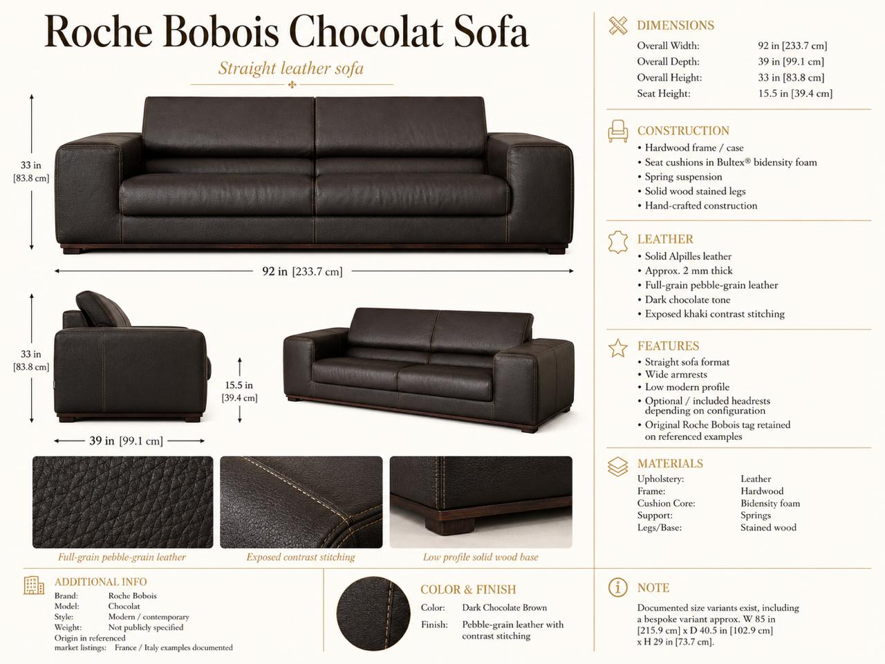 Roche Bobois Chocolat 3-Seater Sofa thumbnail 7
