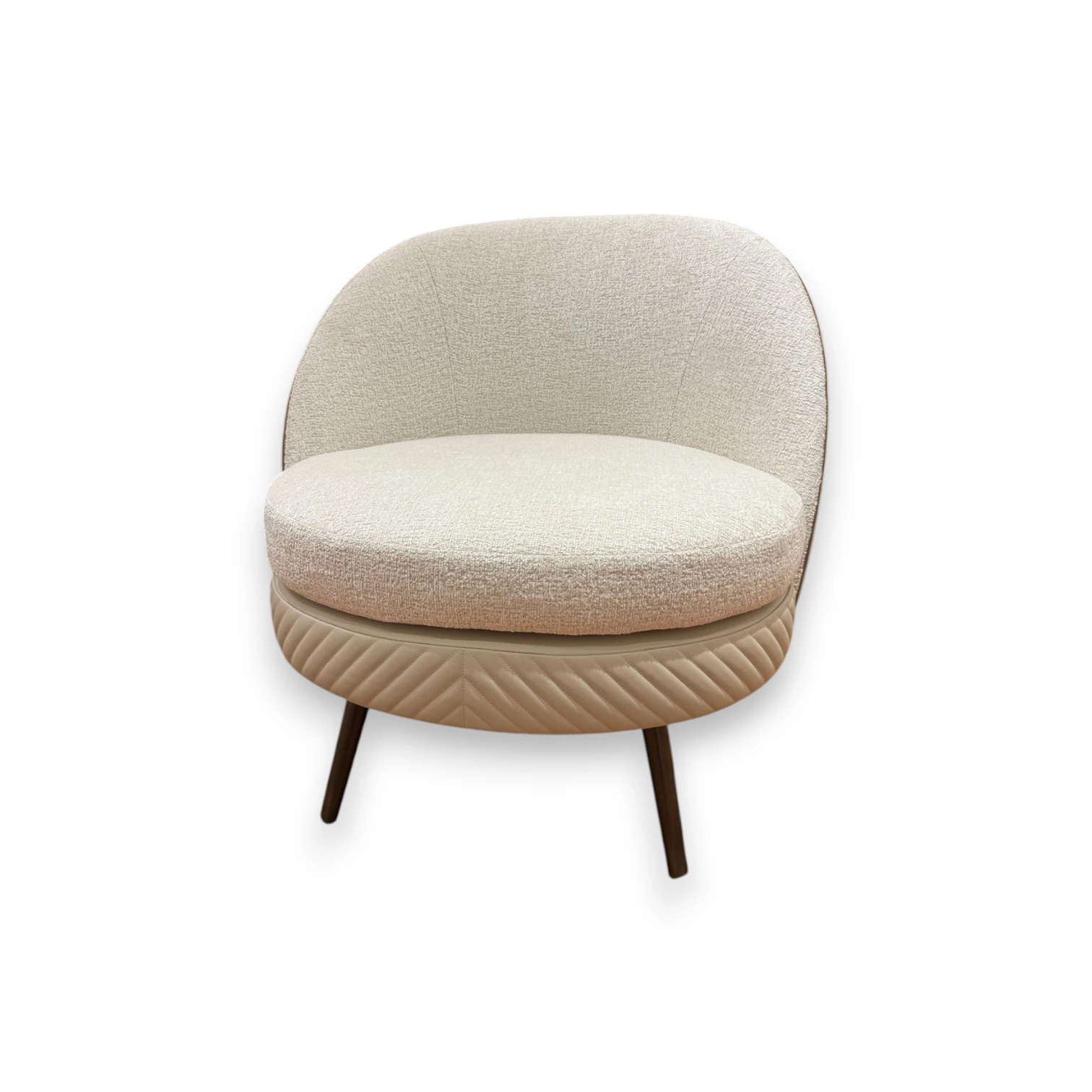 A Pair of Rugiano “Perla” Designer Armchair in Bouclé & Quilted Leather thumbnail 2