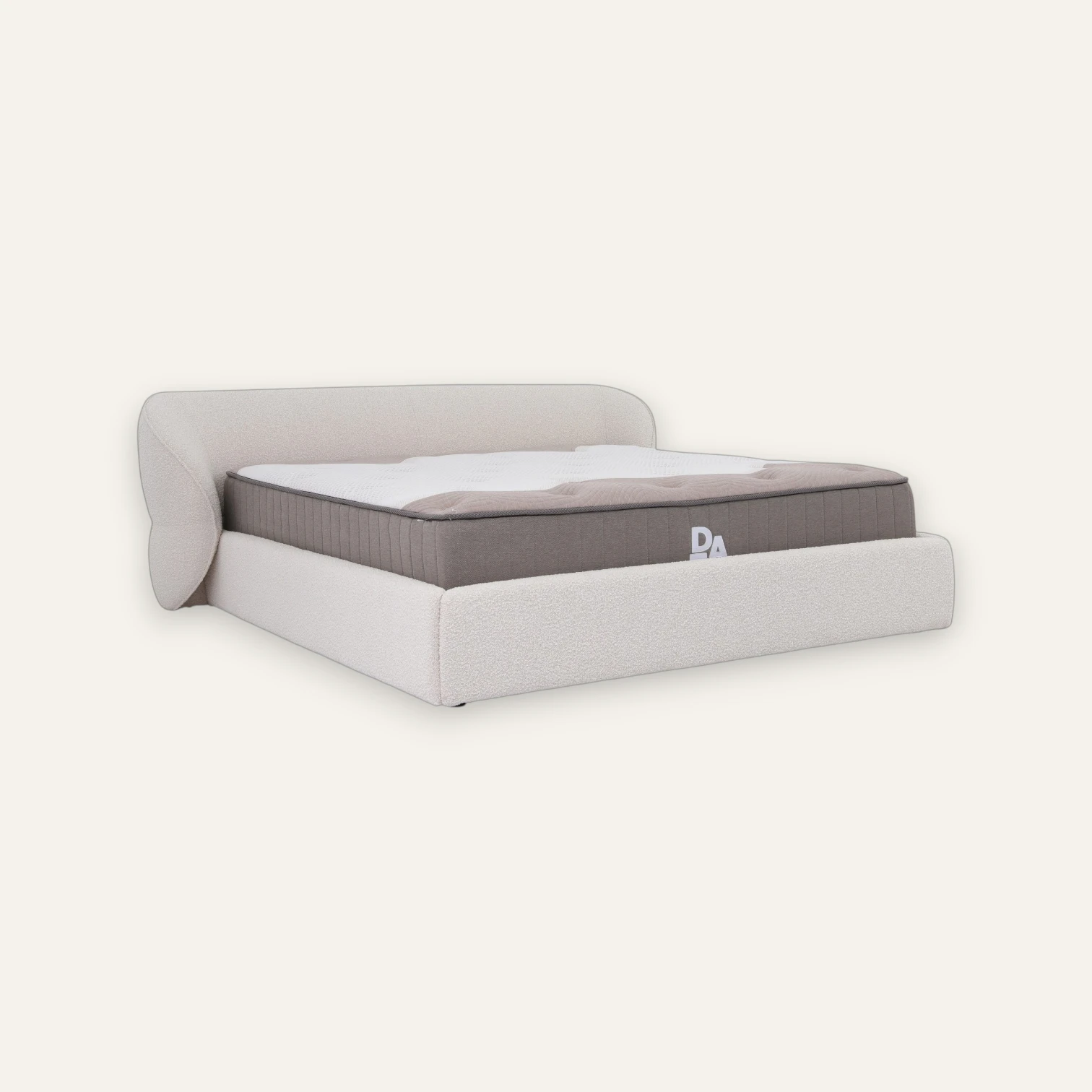 Beige Bouclé King Bed