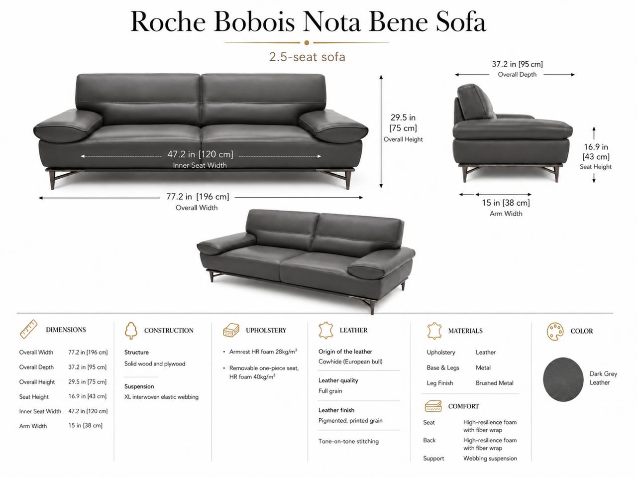 Roche Bobois Nota Bene 2.5-Seater Sofa thumbnail 9