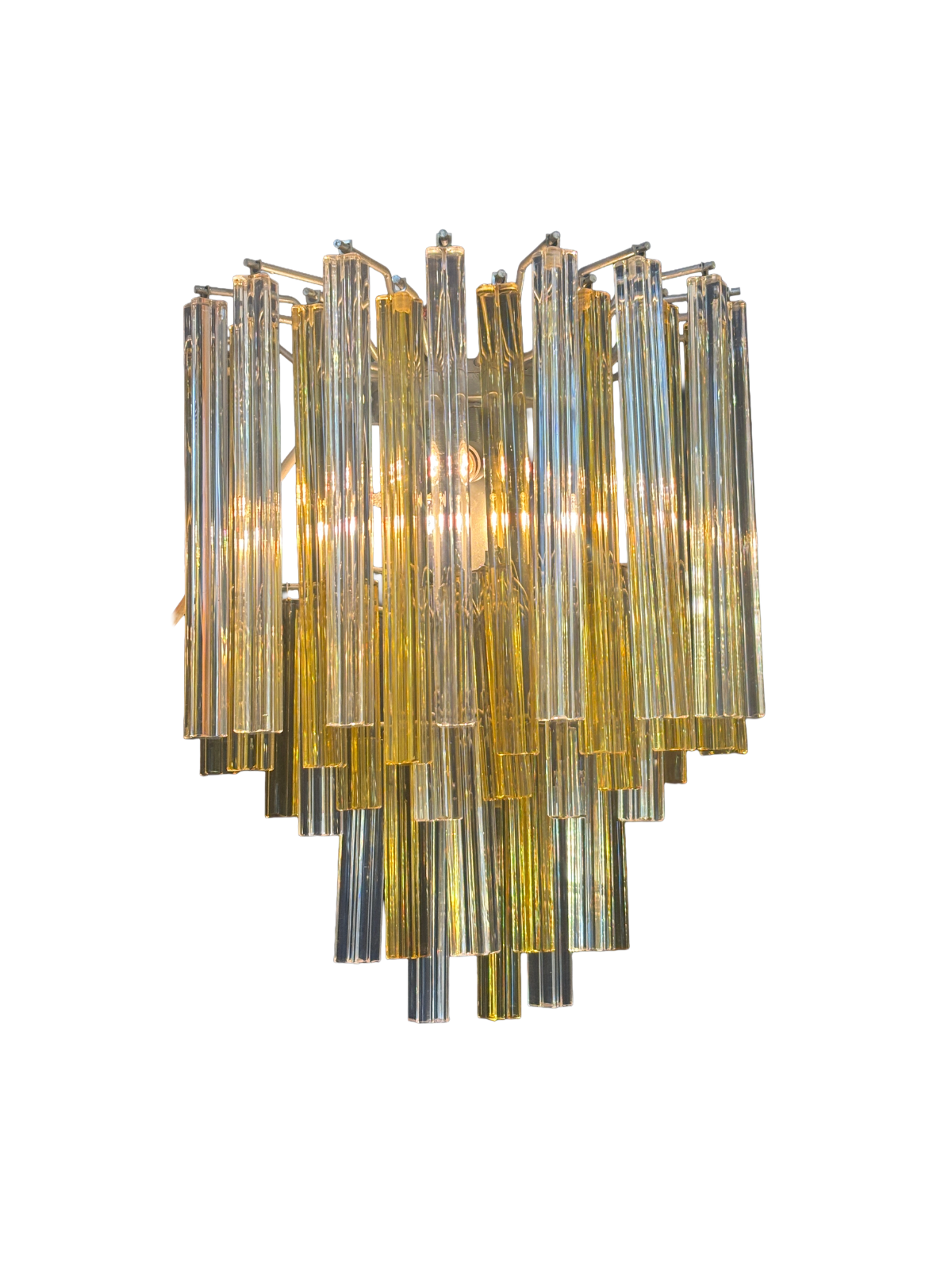 Murano-Style Amber & Clear Glass Tube Wall Light / Sconce