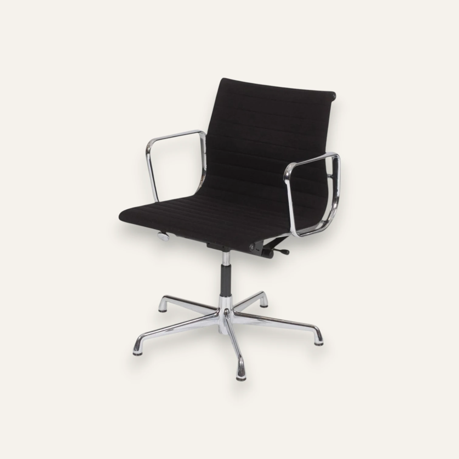 Set of 14 Genuine Vitra Eames EA 108 Swivel Chairs – Black Hopsak Fabric thumbnail 3