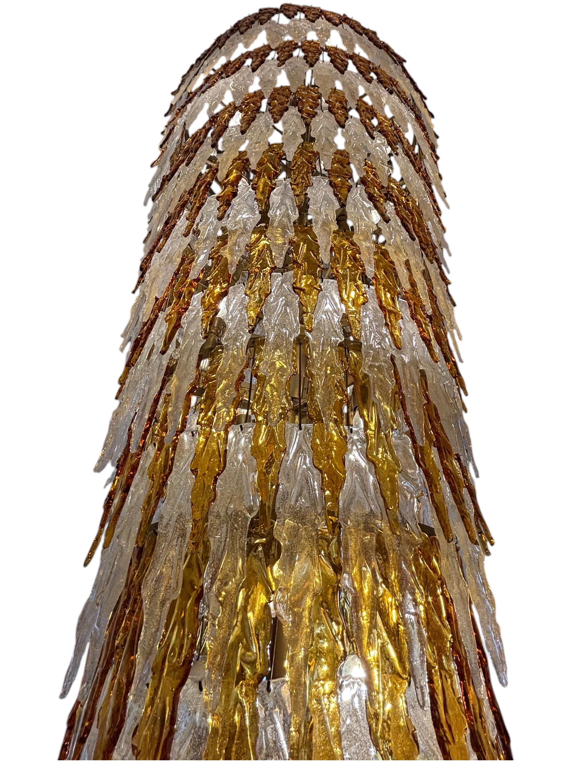 Massive Murano-Style Amber & Clear Glass Cascade Chandelier thumbnail 5