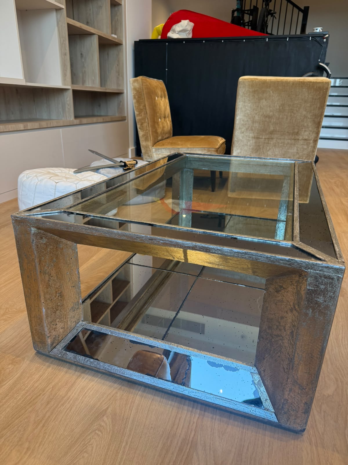 Flamant Antiqued Mirrored Glass Coffee Table thumbnail 5