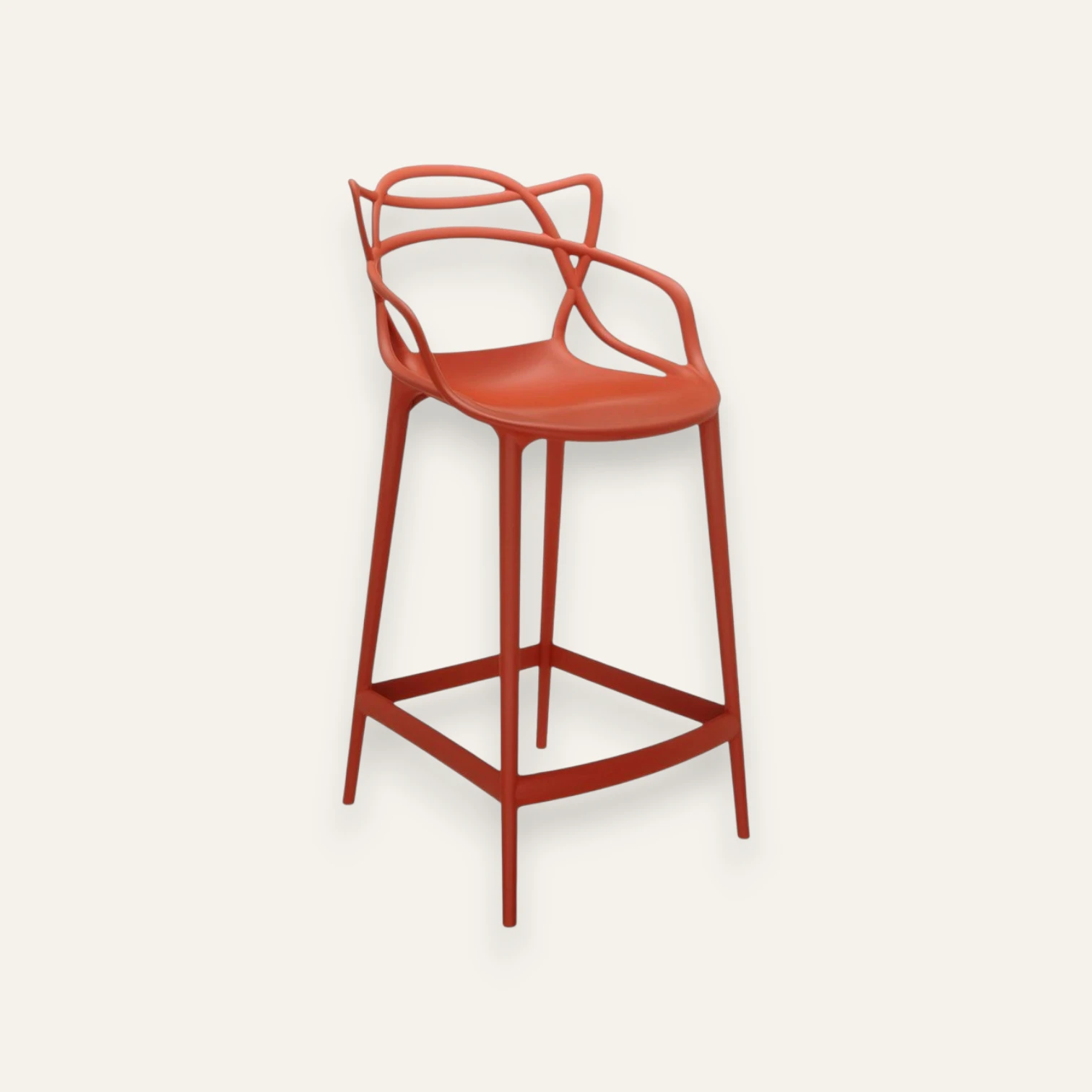 Set of 5 Kartell Masters Bar Stools in Red