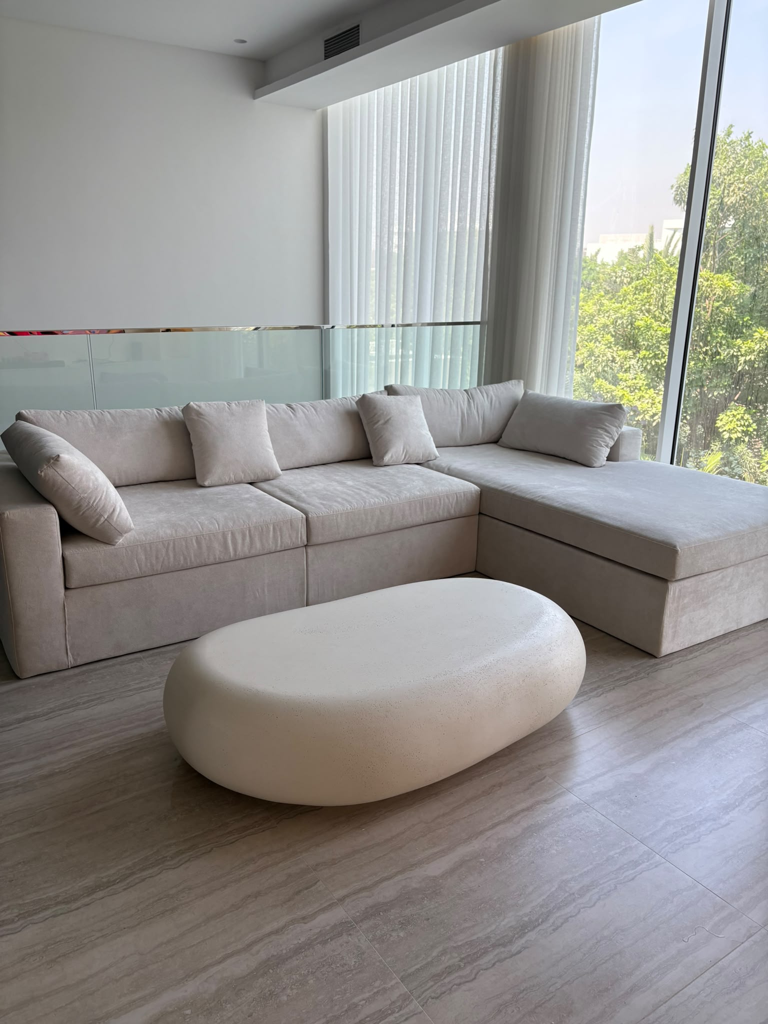 Brand-New Beige L-Shaped Fabric Sectional Sofa with Chaise thumbnail 2