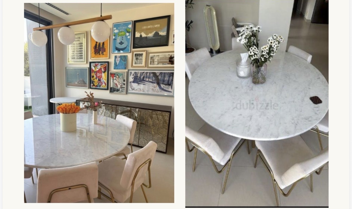 The Line Concept Custom Carrara Marble Dining Table thumbnail 3