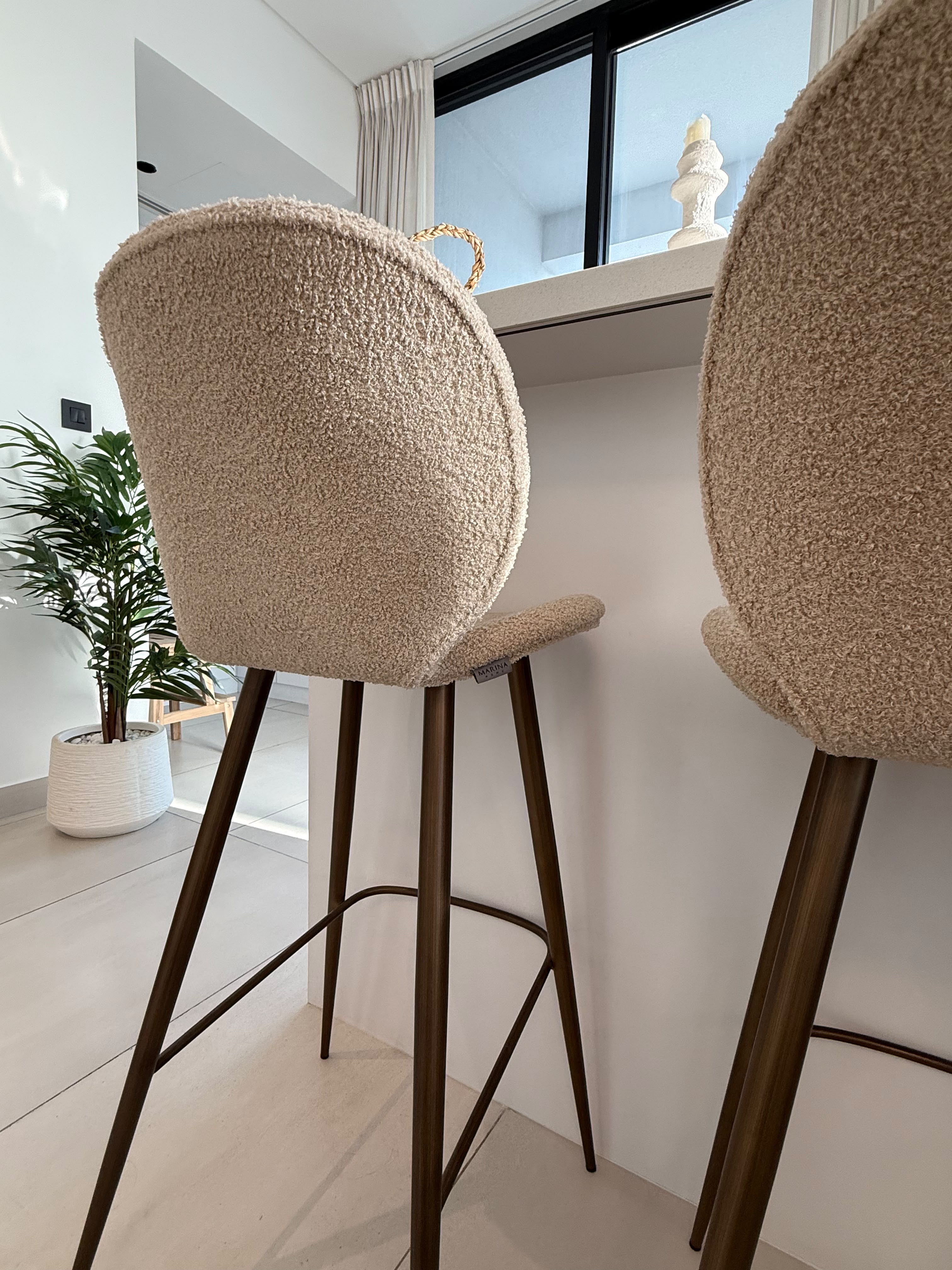 Set of 3 Marina Home Bouclé Bar Stools thumbnail 3