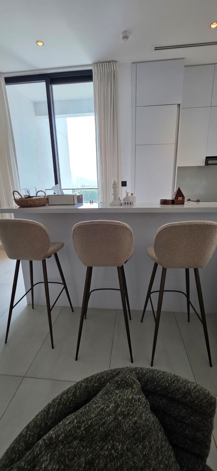 Set of 3 Marina Home Bouclé Bar Stools thumbnail 4