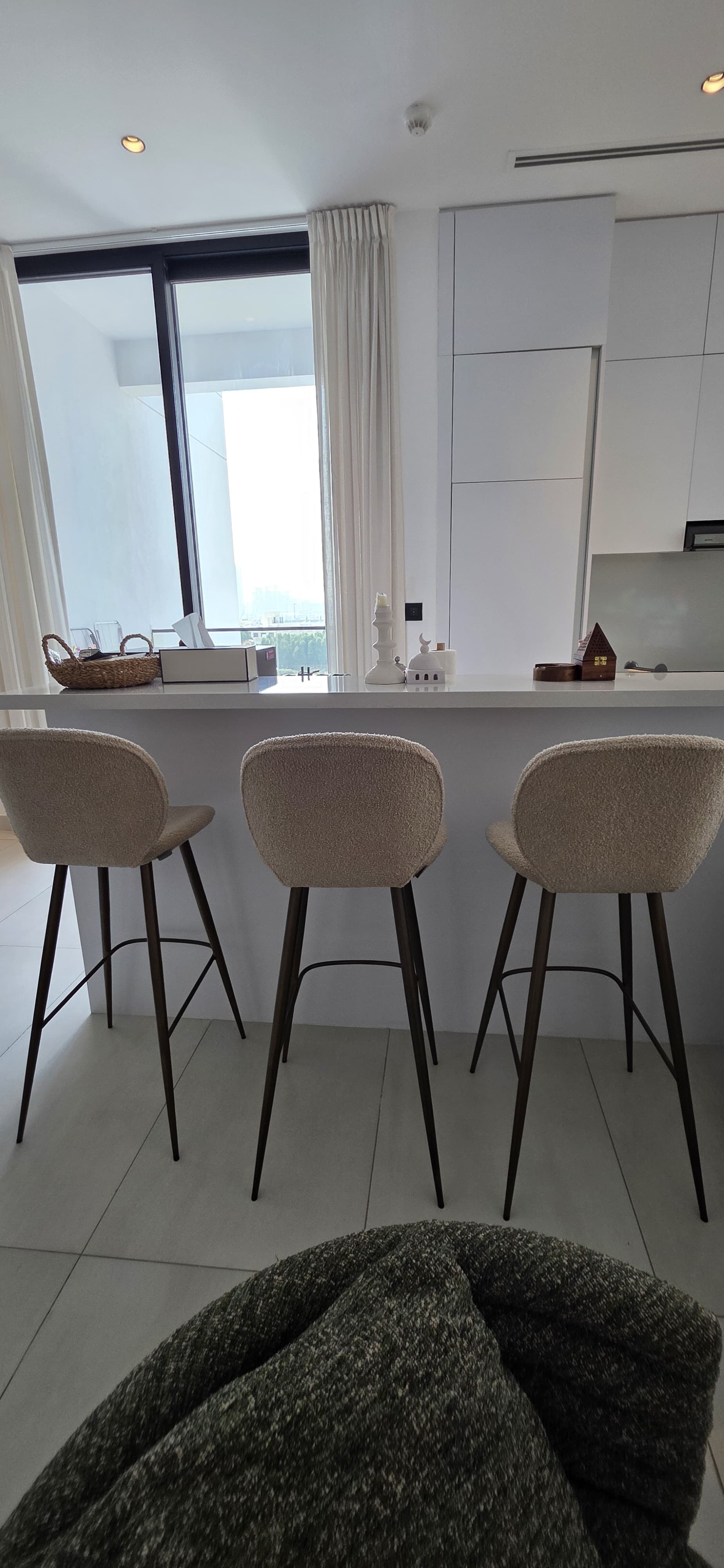 Set of 3 Marina Home Bouclé Bar Stools thumbnail 5