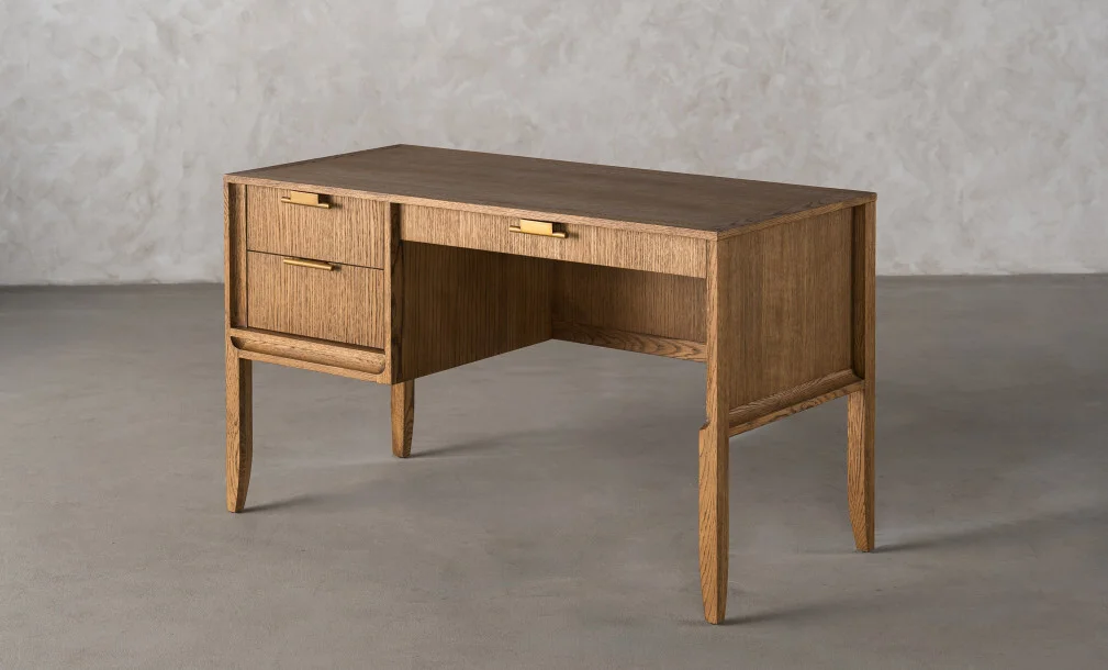 City Compact Desk Solid Honey Oak Wood thumbnail 2