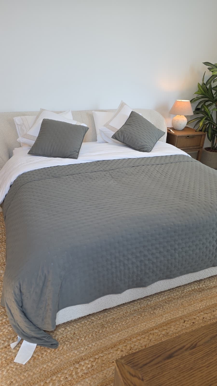 Beige Bouclé King Bed thumbnail 8